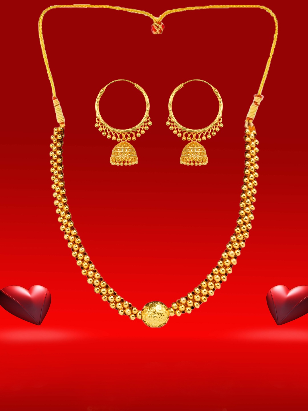 

Heer Collection Gold-Plated Necklace with Earrings