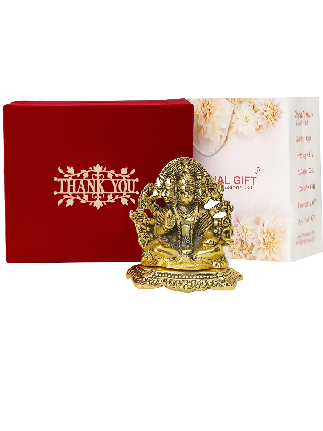 

INTERNATIONAL GIFT Gold-Toned Panchmukhi Hanuman Religious Idol Showpiece