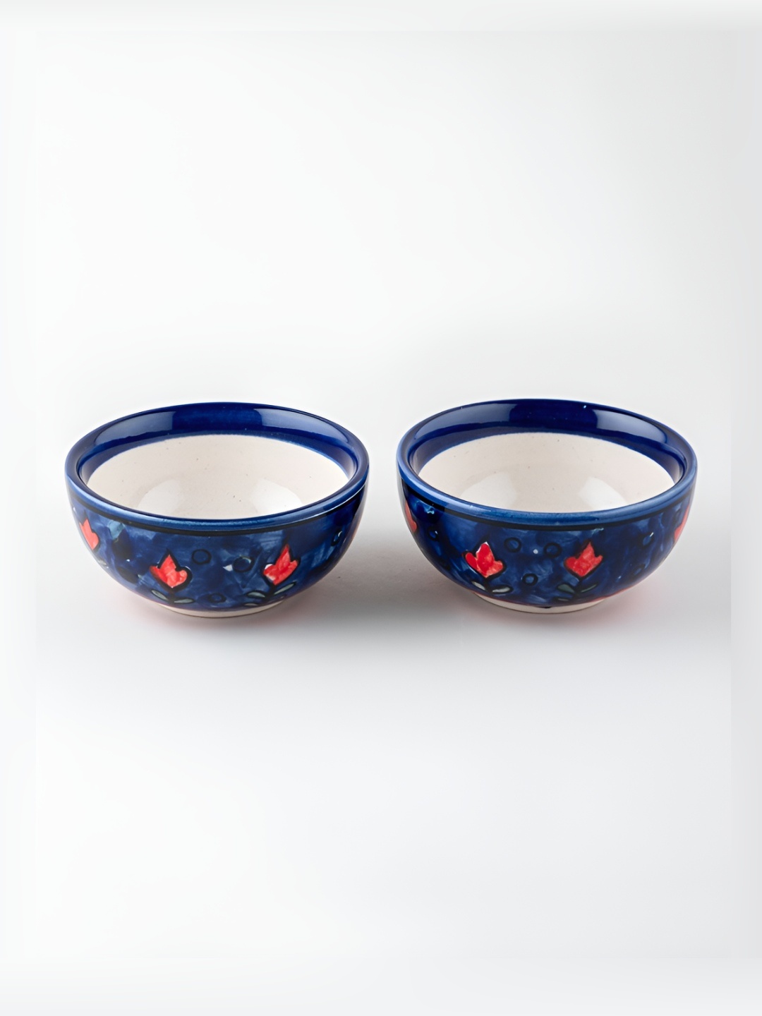 

Eyaas Blue 2 Pieces Floral Printed Ceramic Dishwasher and Microwave Safe Serving Bowl