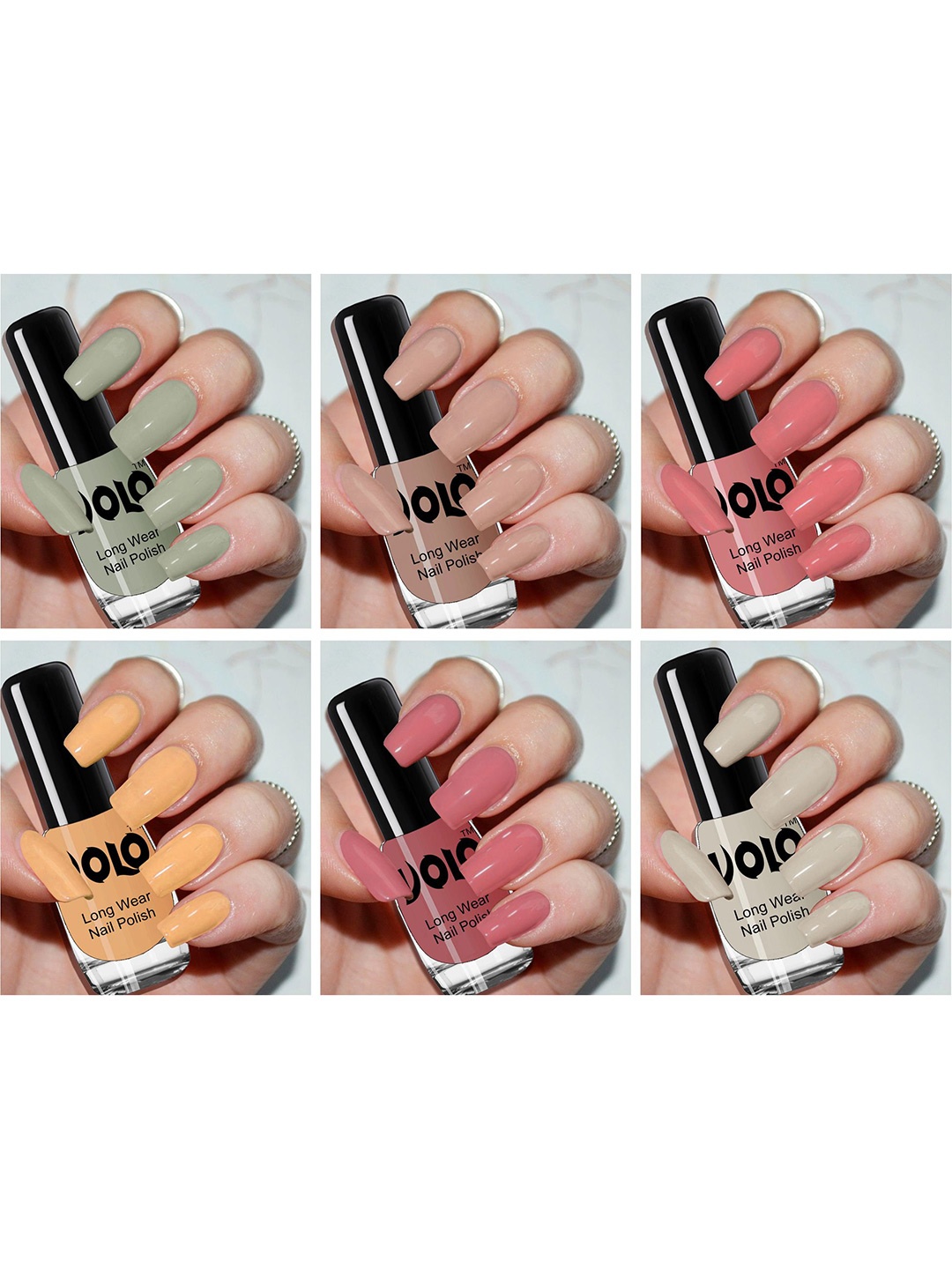 

VOLO Set of 6 Color Rich Toxic Free Perfection Shine Nail Polish-5ml Each-VT-003, Multi