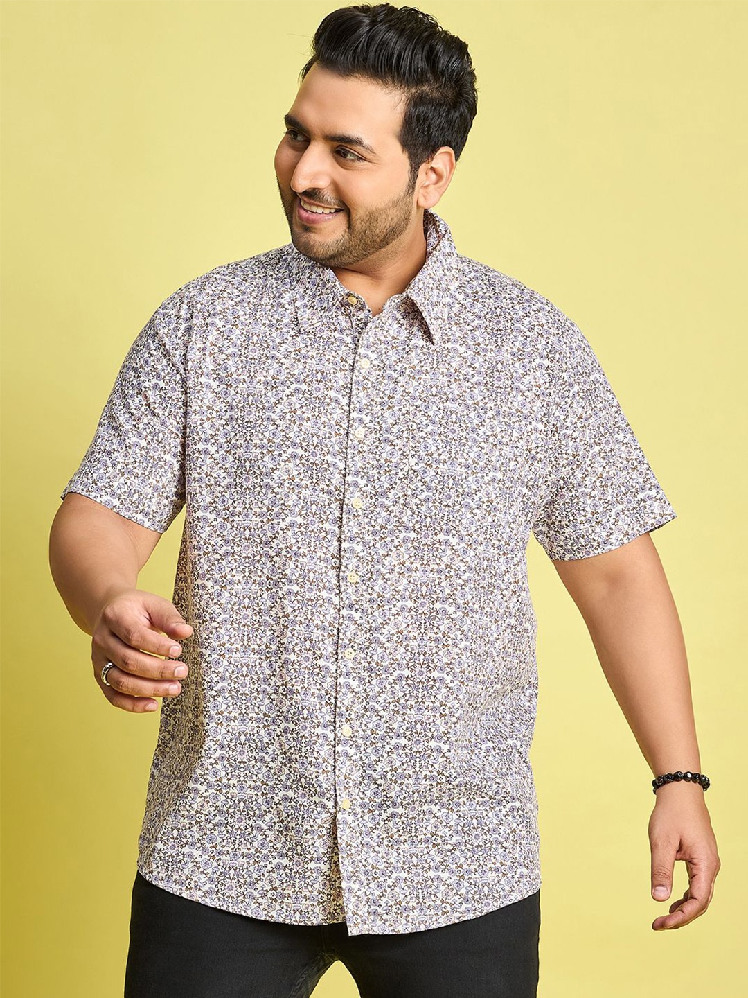 

bigbanana Men Floral Opaque Printed Casual Shirt, White