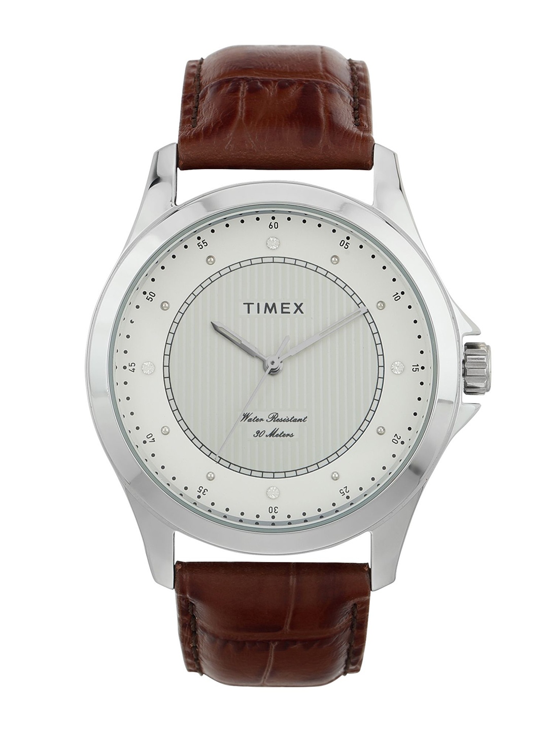 

Timex Men Brass Embellished Dial & Leather Straps Analogue Watch TW00ZR327, White