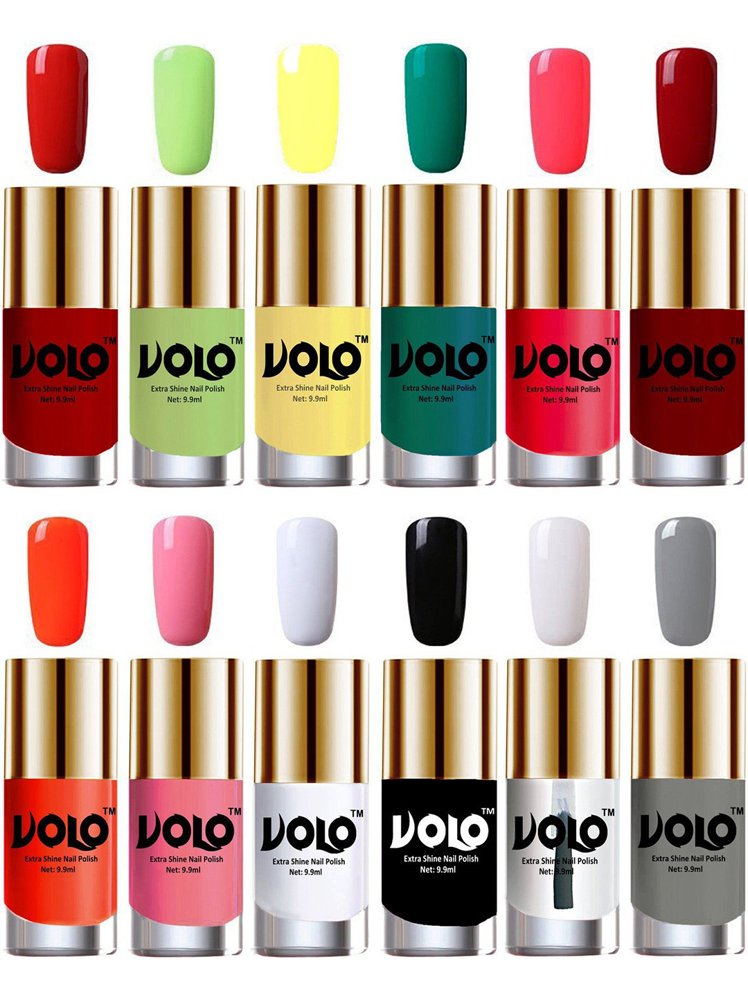 

VOLO Set Of 12 Extra Shine Nail Polish-9.9ml Each-Combo-No-306, White