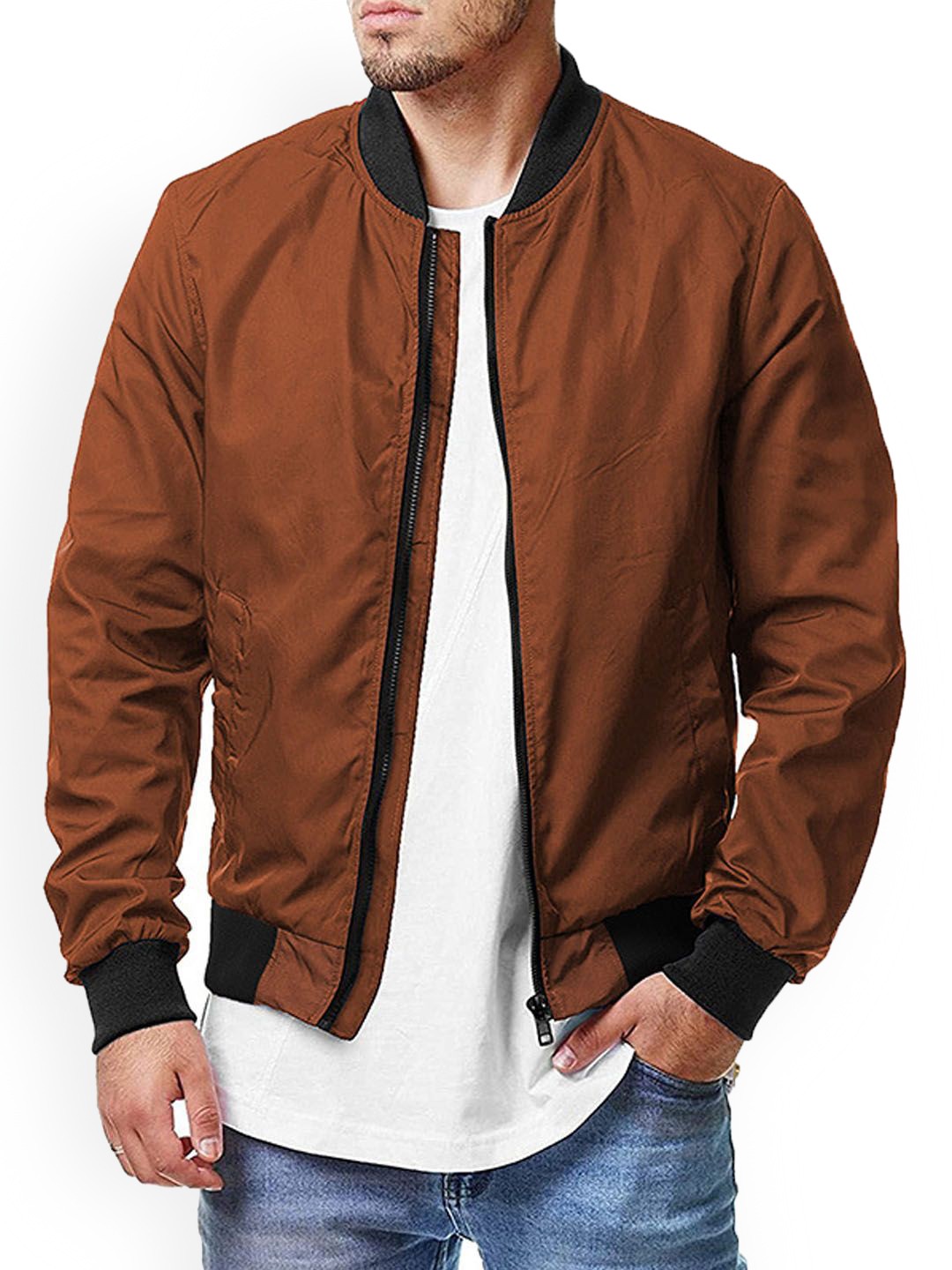 

StyleCast Men without Crop Bomber Jacket, Brown