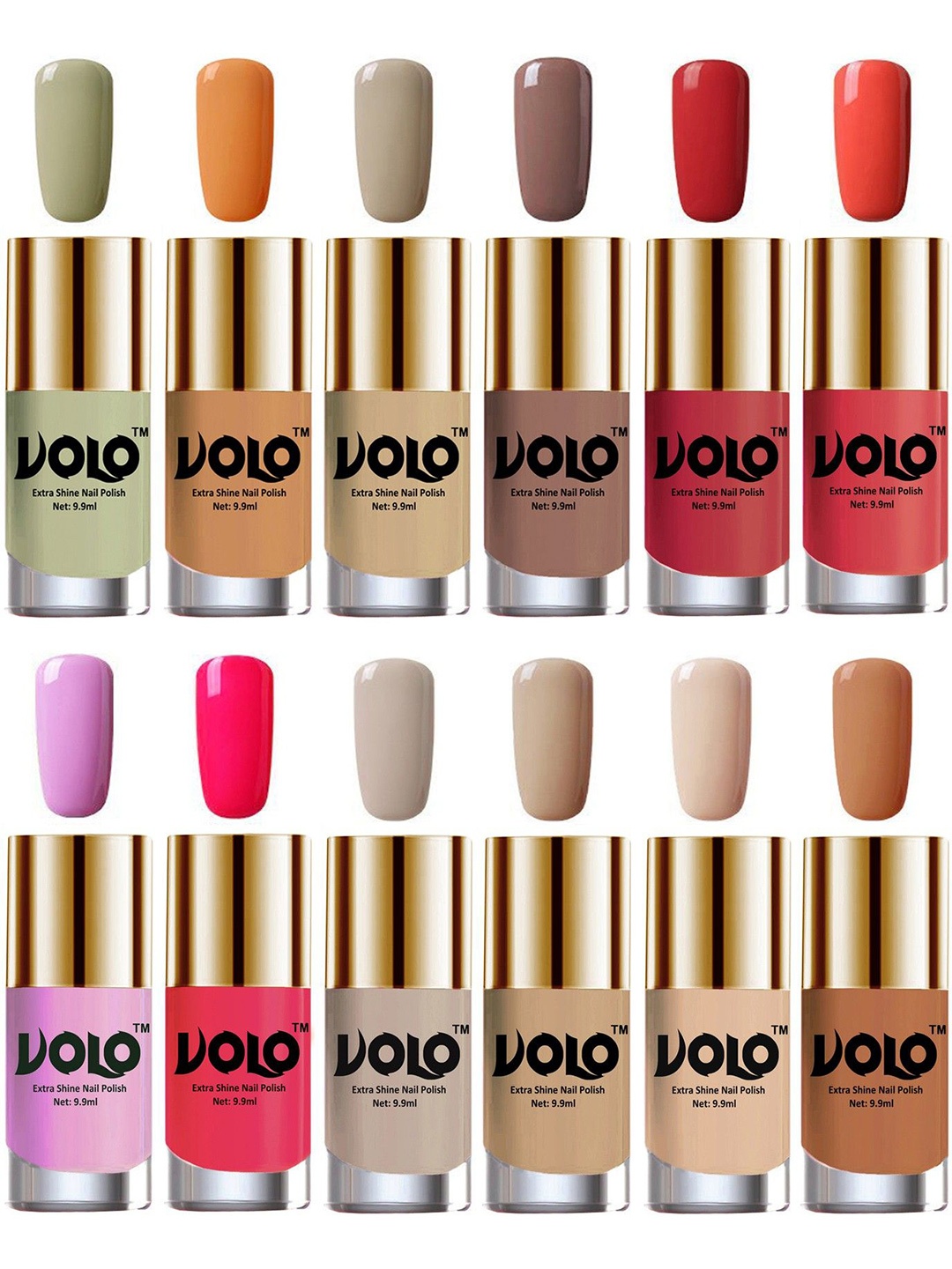 

VOLO Set of 8 High-Shine Professional Nail Polish- 9ml Each-Combo No-125, Multi
