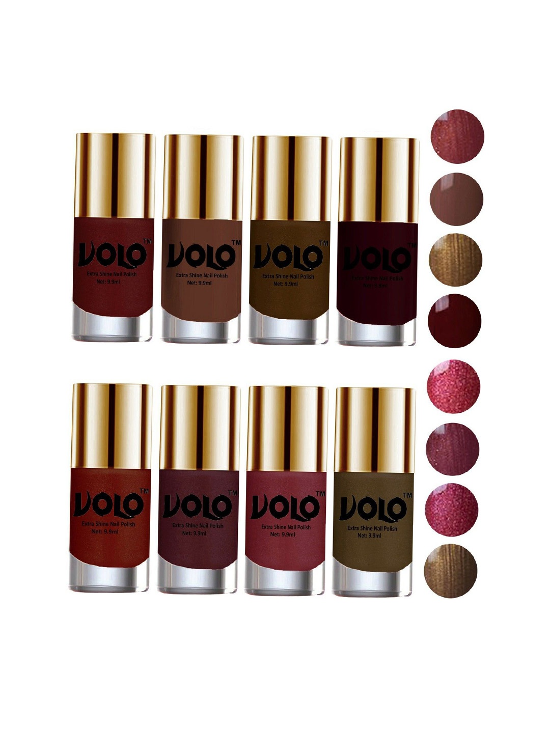 

VOLO Set Of 8 Extra Shine Nail Polish- 9.9ml Each-Combo-No-87, Multi