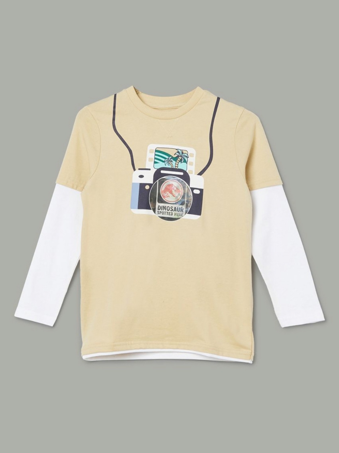 

Fame Forever by Lifestyle Boys Graphic Printed Round Neck Cotton T-shirt, Beige