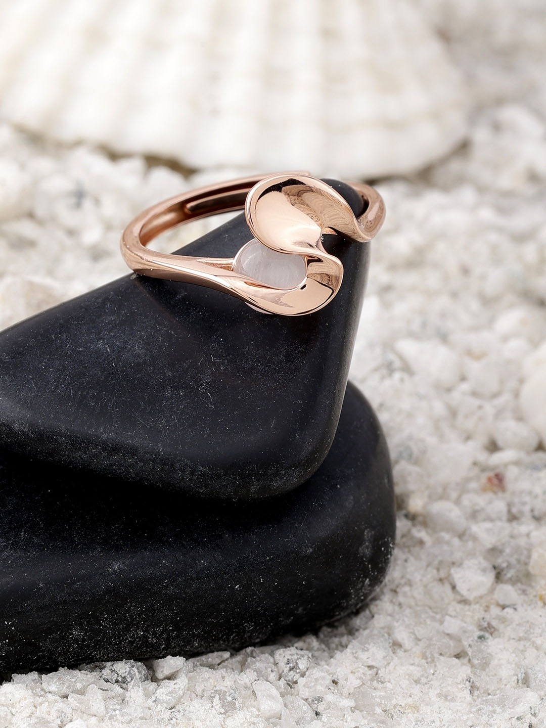 

DIAVO 925 Sterling Silver Rose Gold Plated Finger Ring