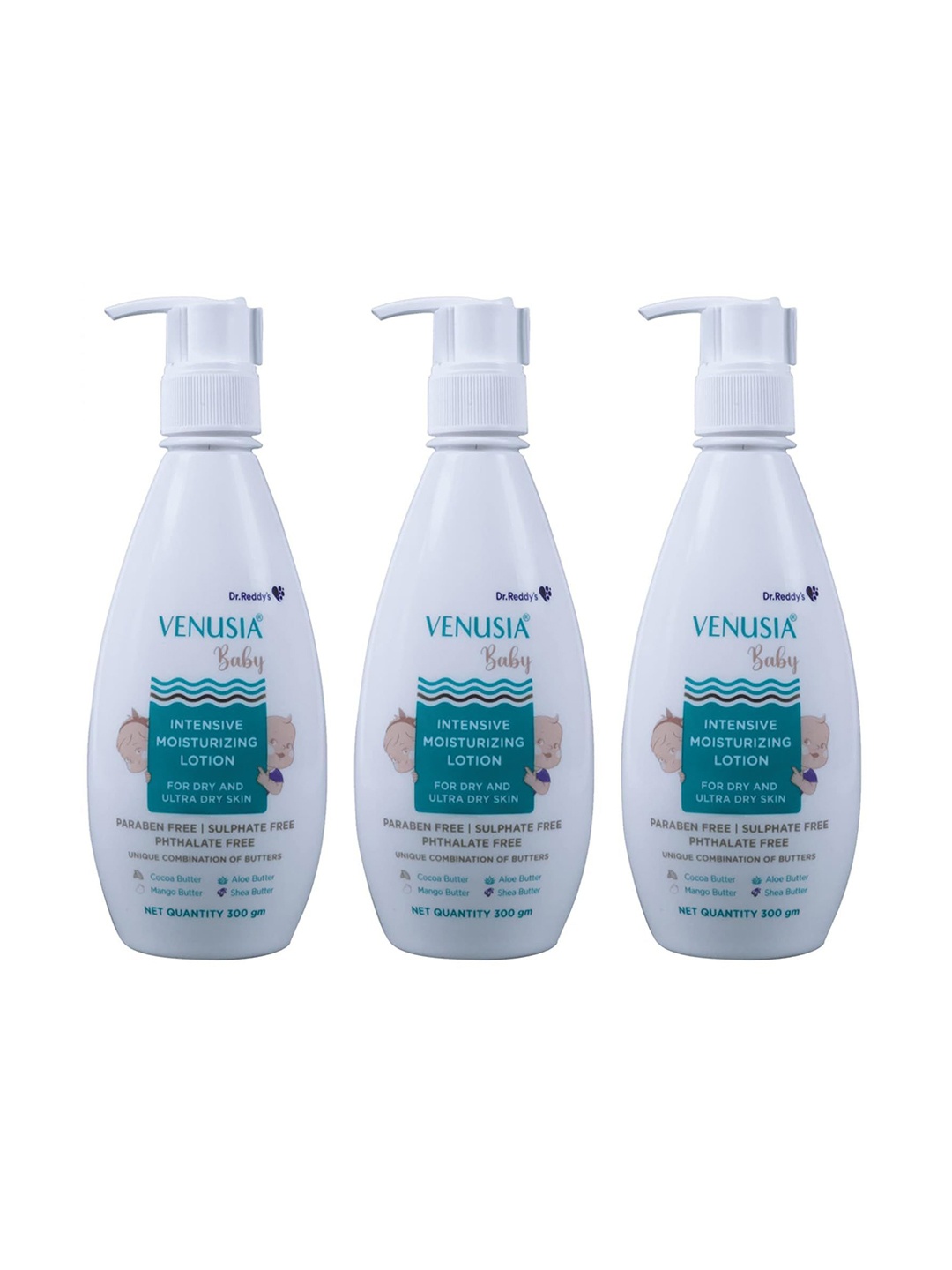 

Venusia Set Of 3 Baby Intensive Moisturizing Lotion- 300 ml Each, White