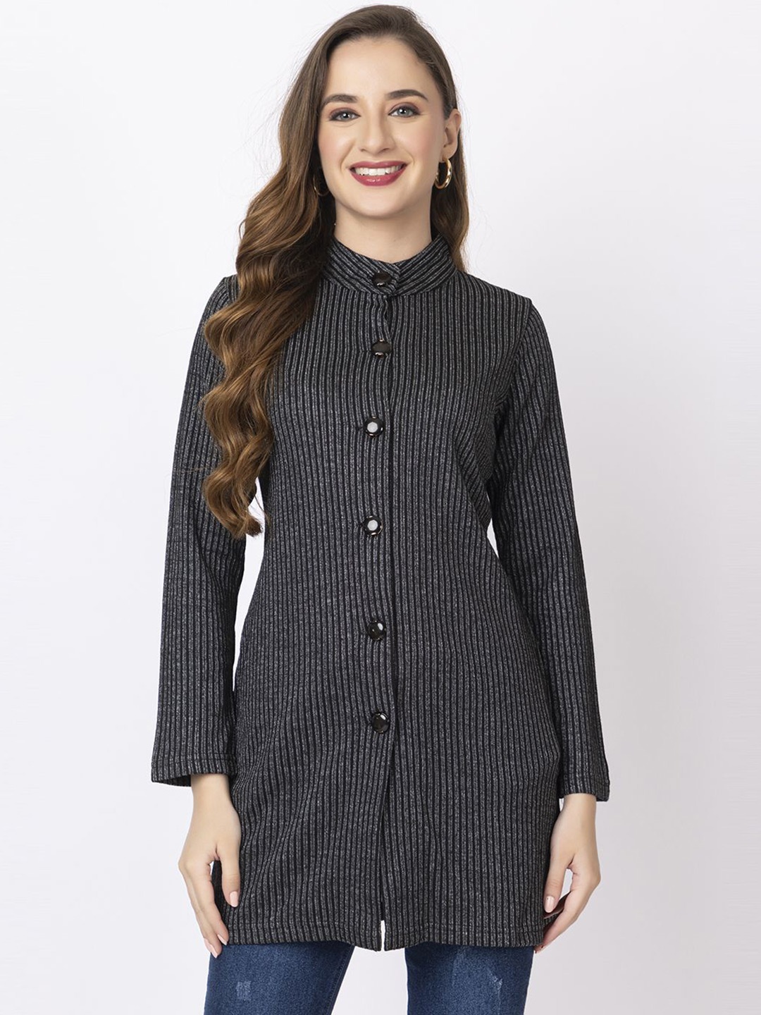

KEIKO Women Striped Cardigan, Black