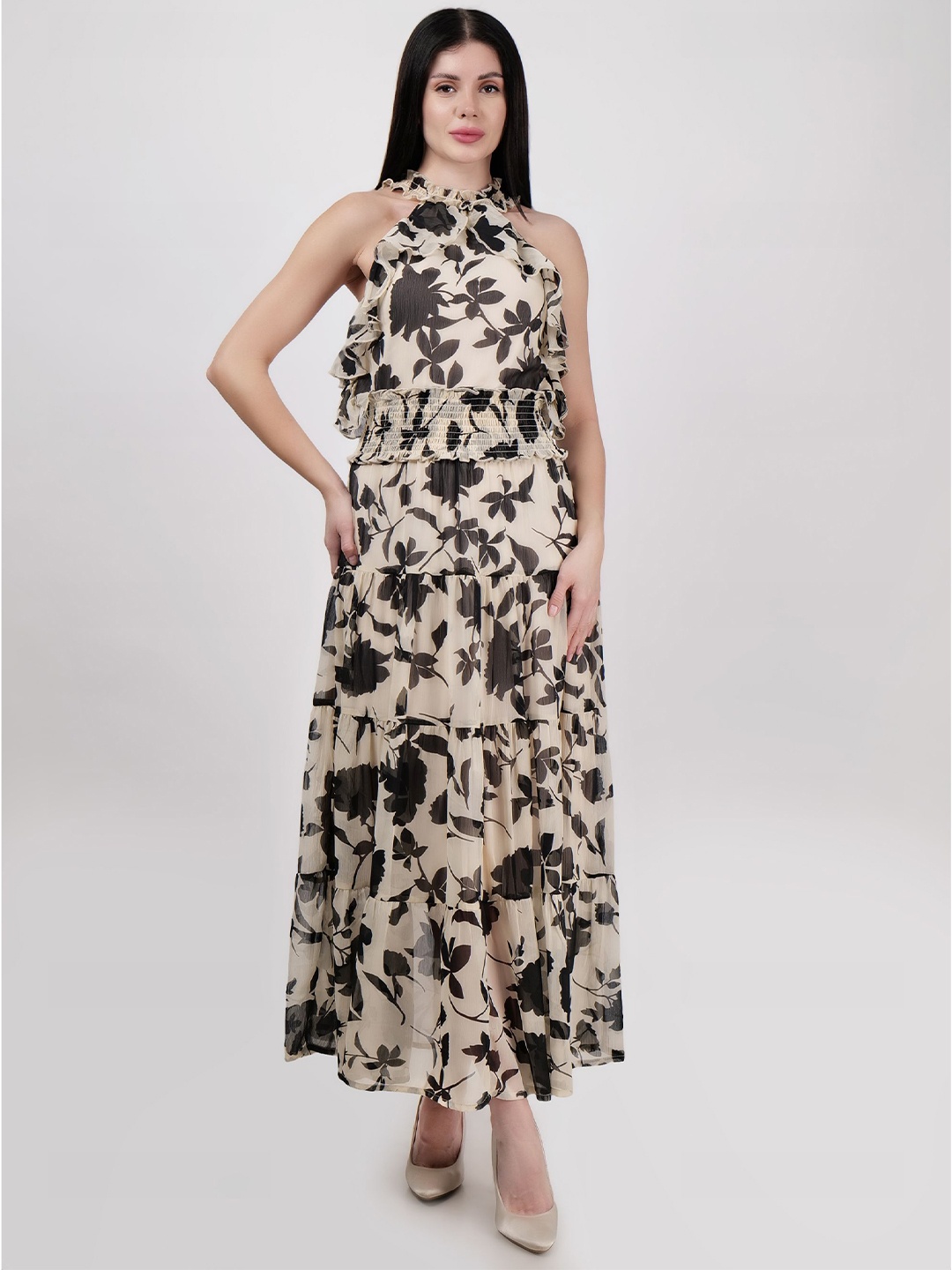 

DRIRO Print Maxi Dress, Beige