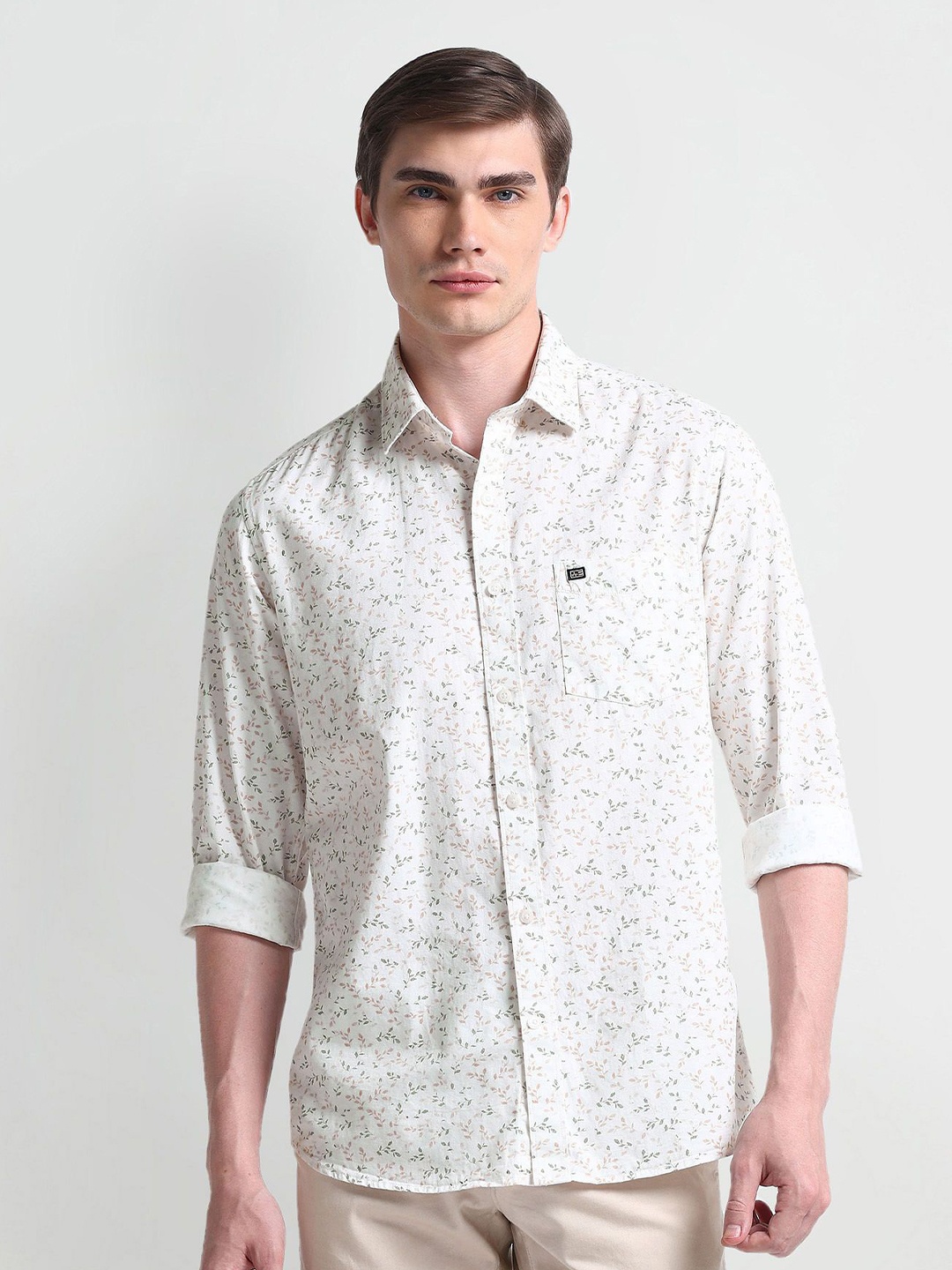 

Arrow Sport Men Slim Fit Floral Opaque Printed Formal Shirt, White