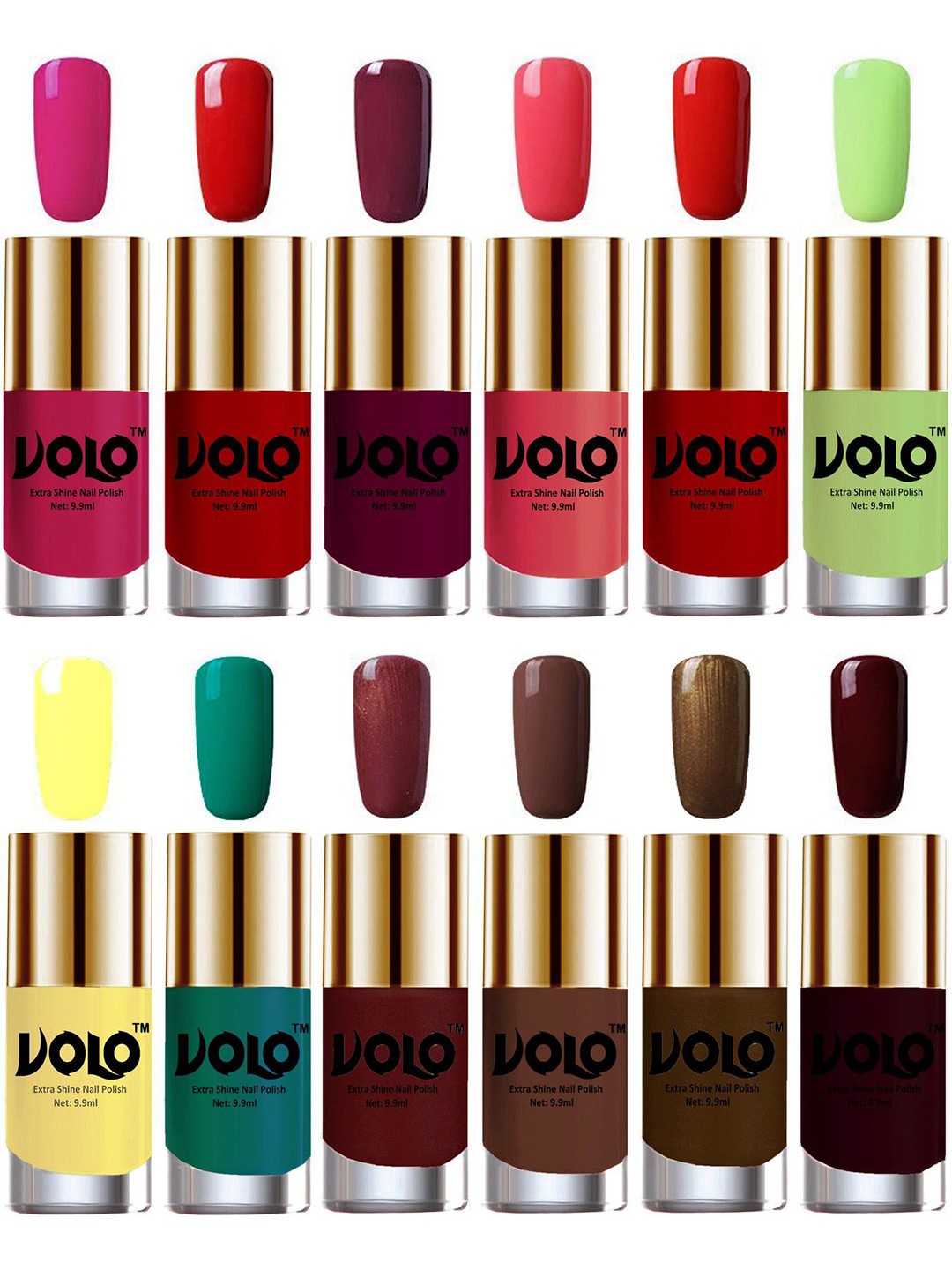 

VOLO Set Of 12 Luxury Super Shine Vibrant Shades Nail Polish -9ml Each-Combo No-192, Multi