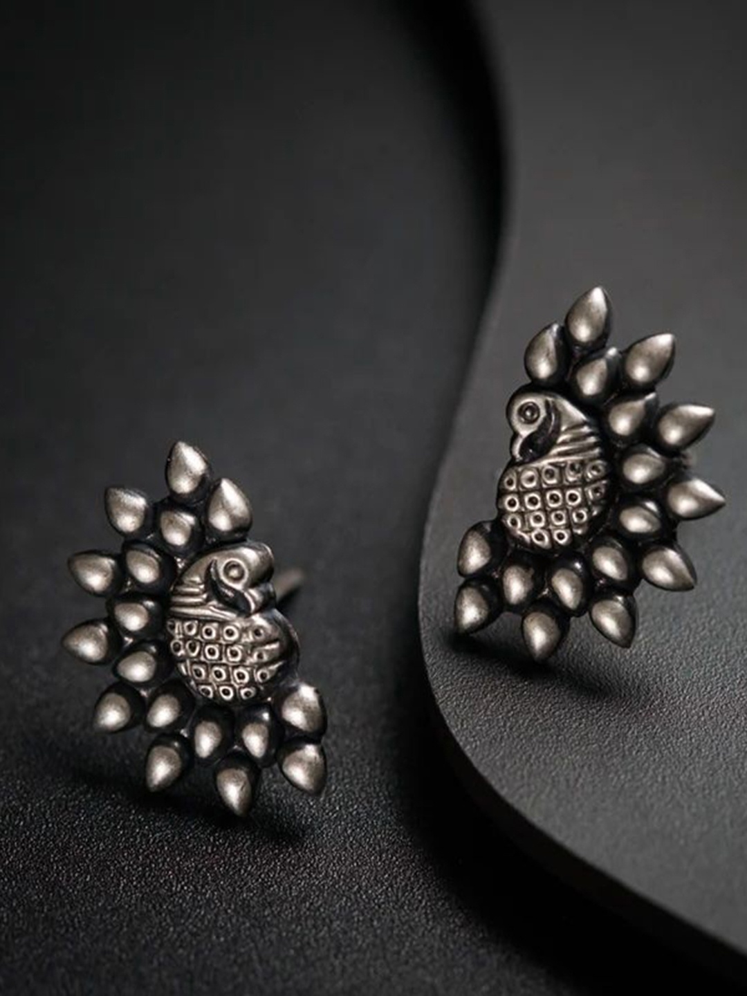 

House of Aadyaa 92.5 Sterling Silver Peacock Shaped Studs