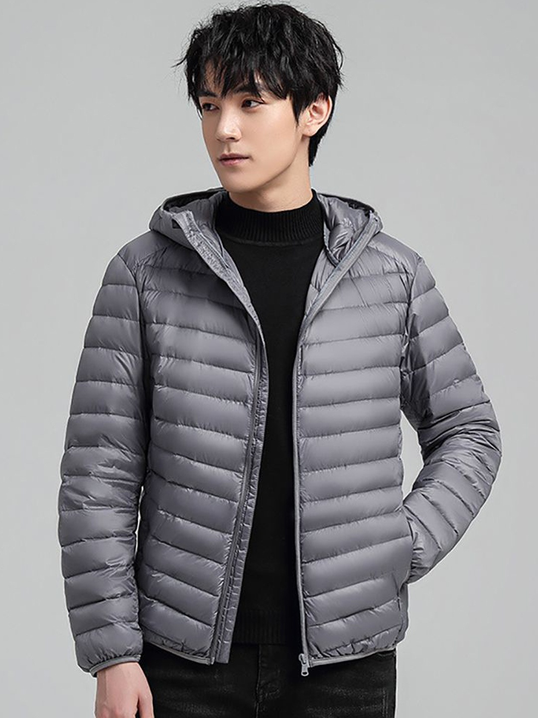 

StyleCast x Revolte Men Mock Collar Puffer Jacket, Grey