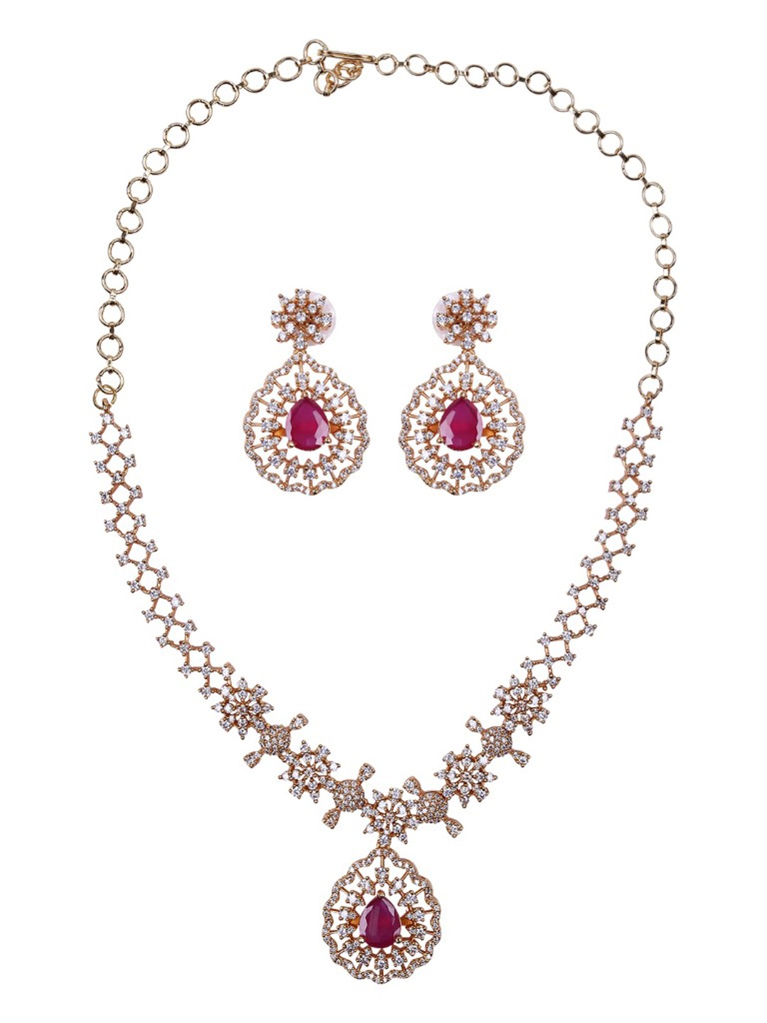 

CARDINAL Gold-Plated American Diamond Studded Jewellery Set