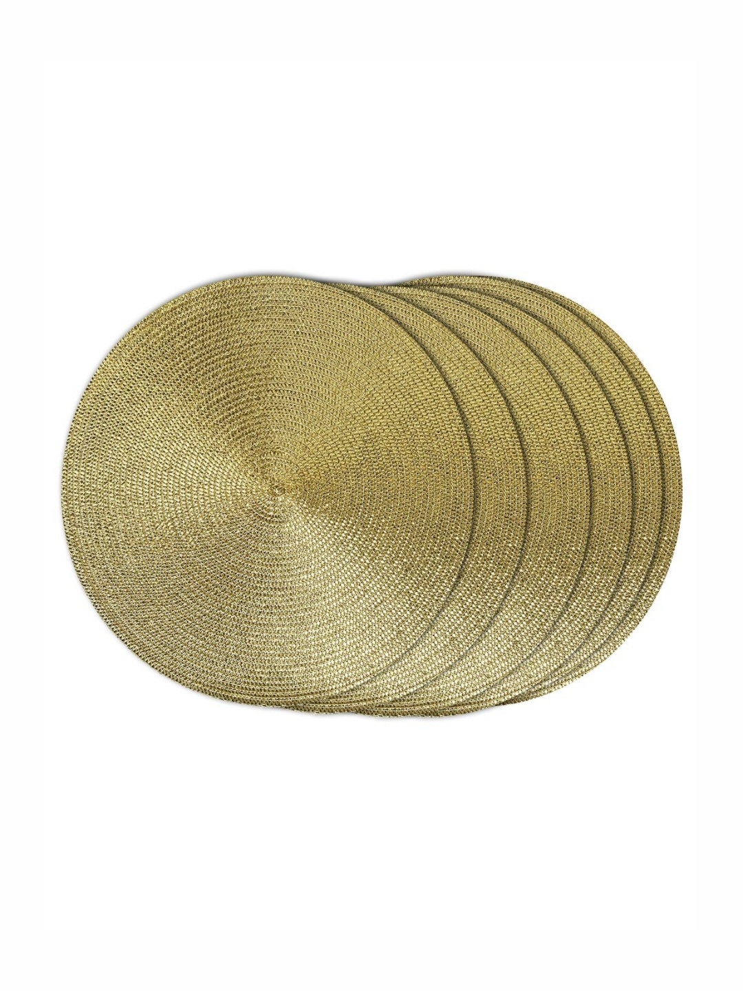 

TIED RIBBONS Gold Toned 6 Pieces Textured Round Shape Table Placemats