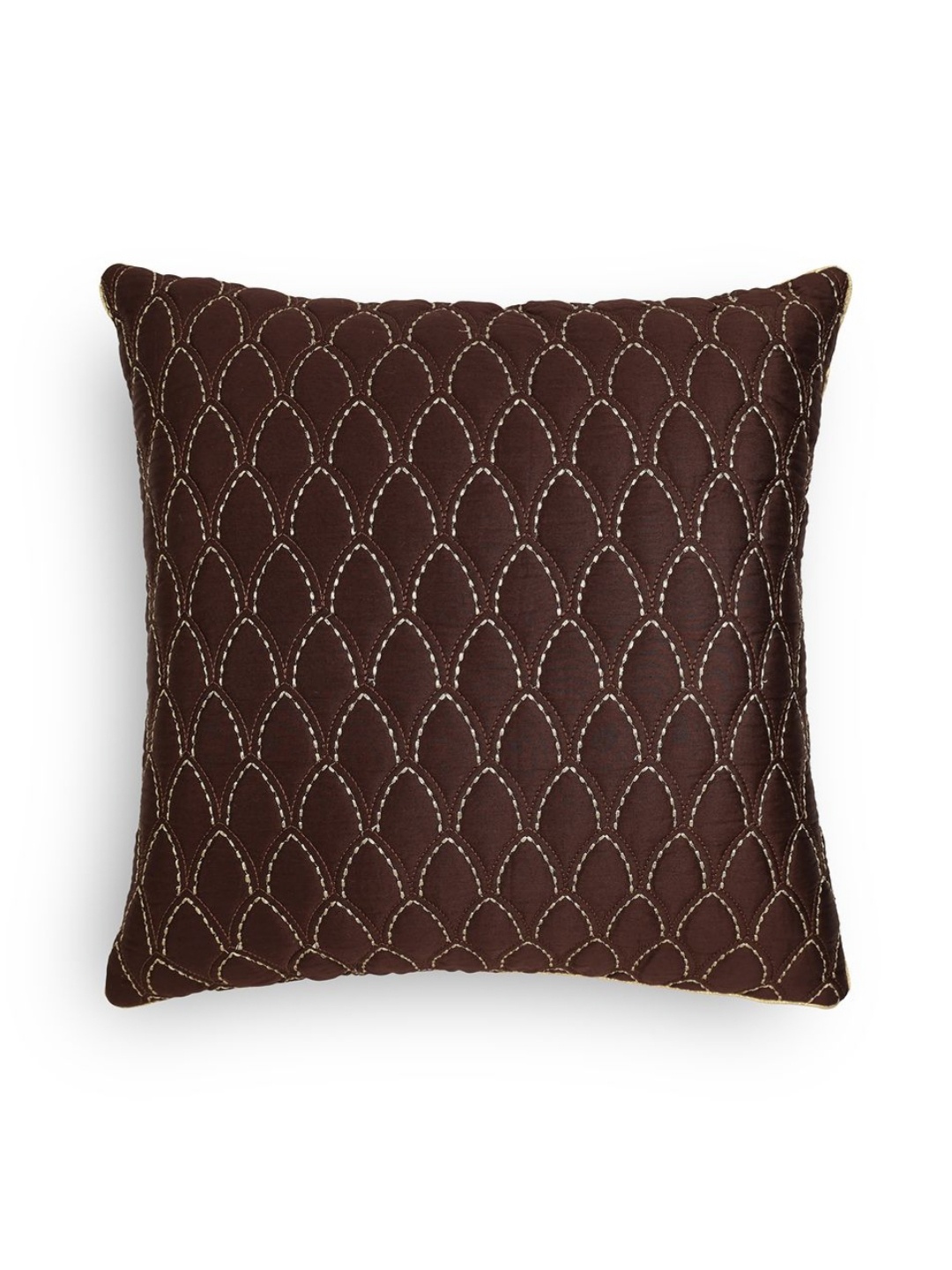 

ONSETHOMES Darwaja Brown Quilted Pure Cotton Square Cushion Covers