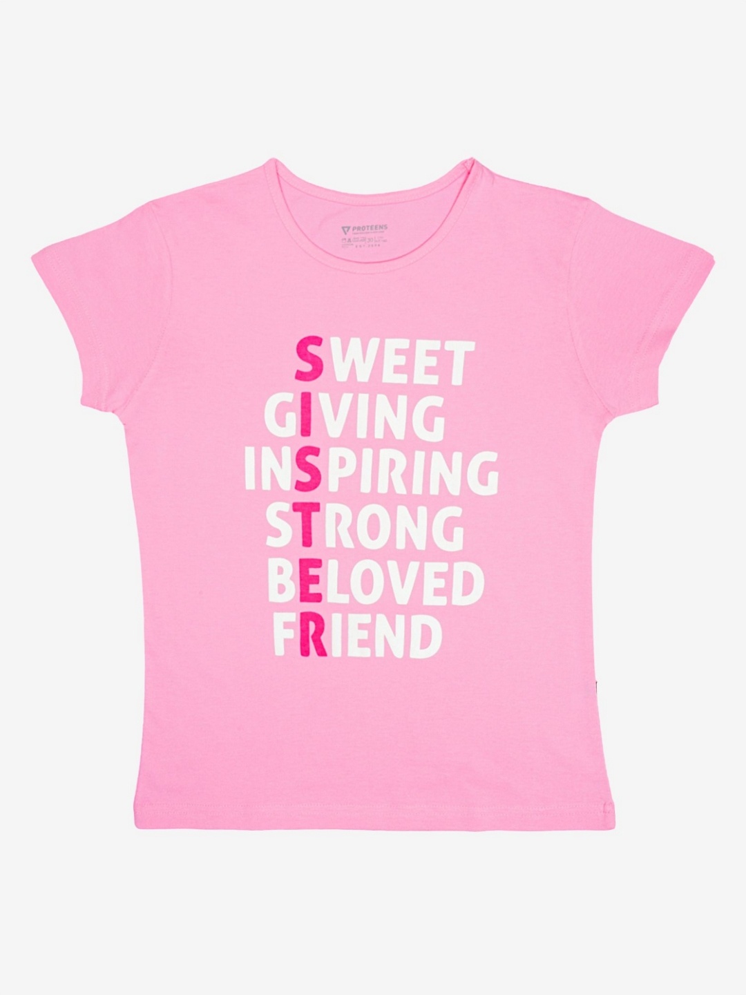 

Bodycare Girls Typography Printed Round Neck Cotton T-shirt, Pink