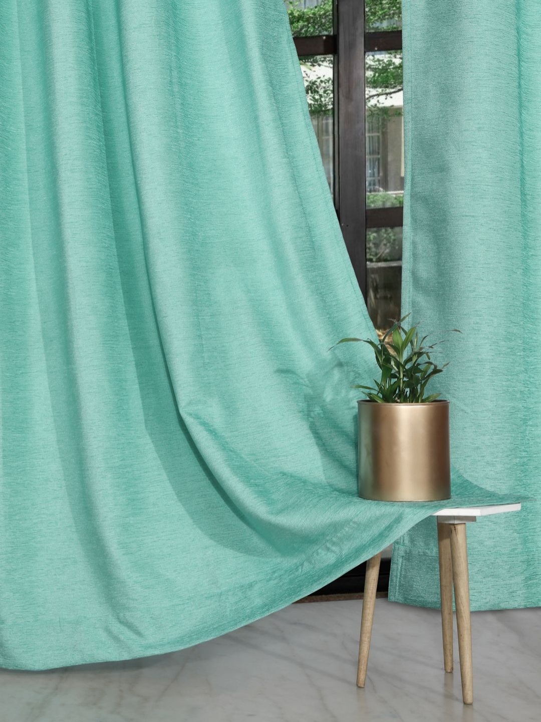 

ROSARA HOME Turquoise Blue 2 Pieces Room Darkening Long Door Curtains