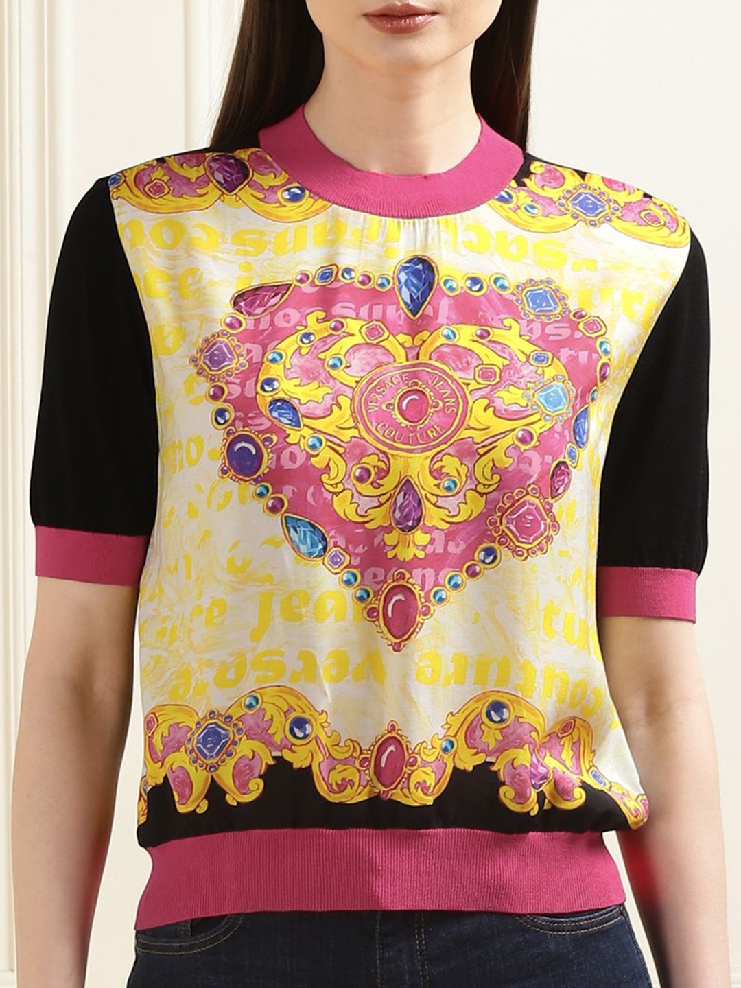 

Versace Jeans Couture Women Printed Pullover, Black