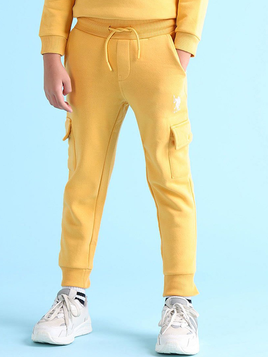 

U.S. Polo Assn. Kids Boys Solid Mid-Rise Track Pants, Yellow