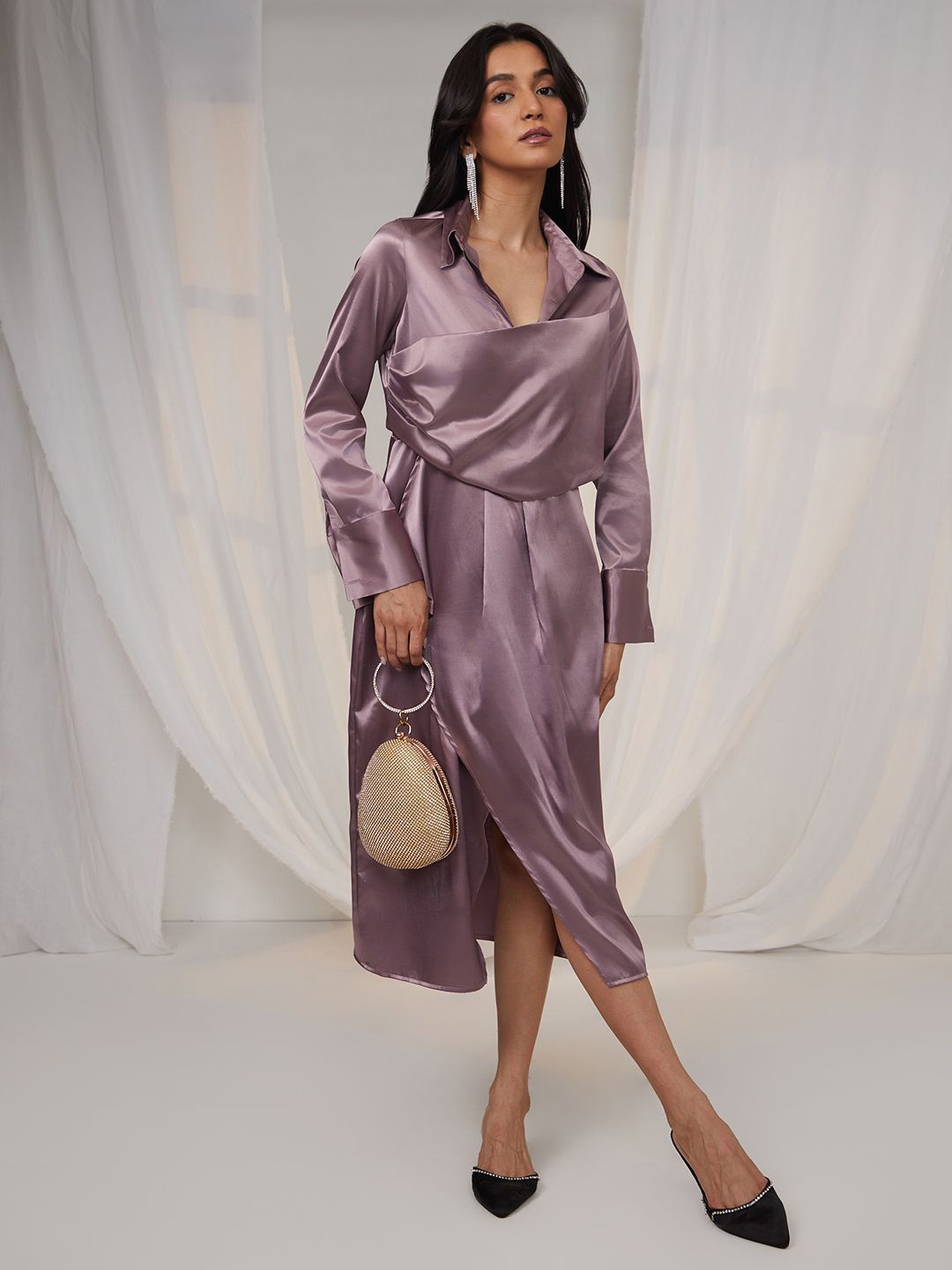 

PINACOLADA Women Peplum Midi Dress, Purple