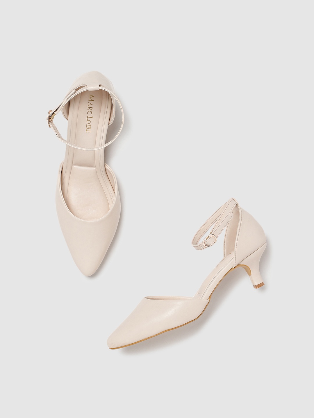 

Marc Loire Women PU Kitten Closed Back Pumps, Cream
