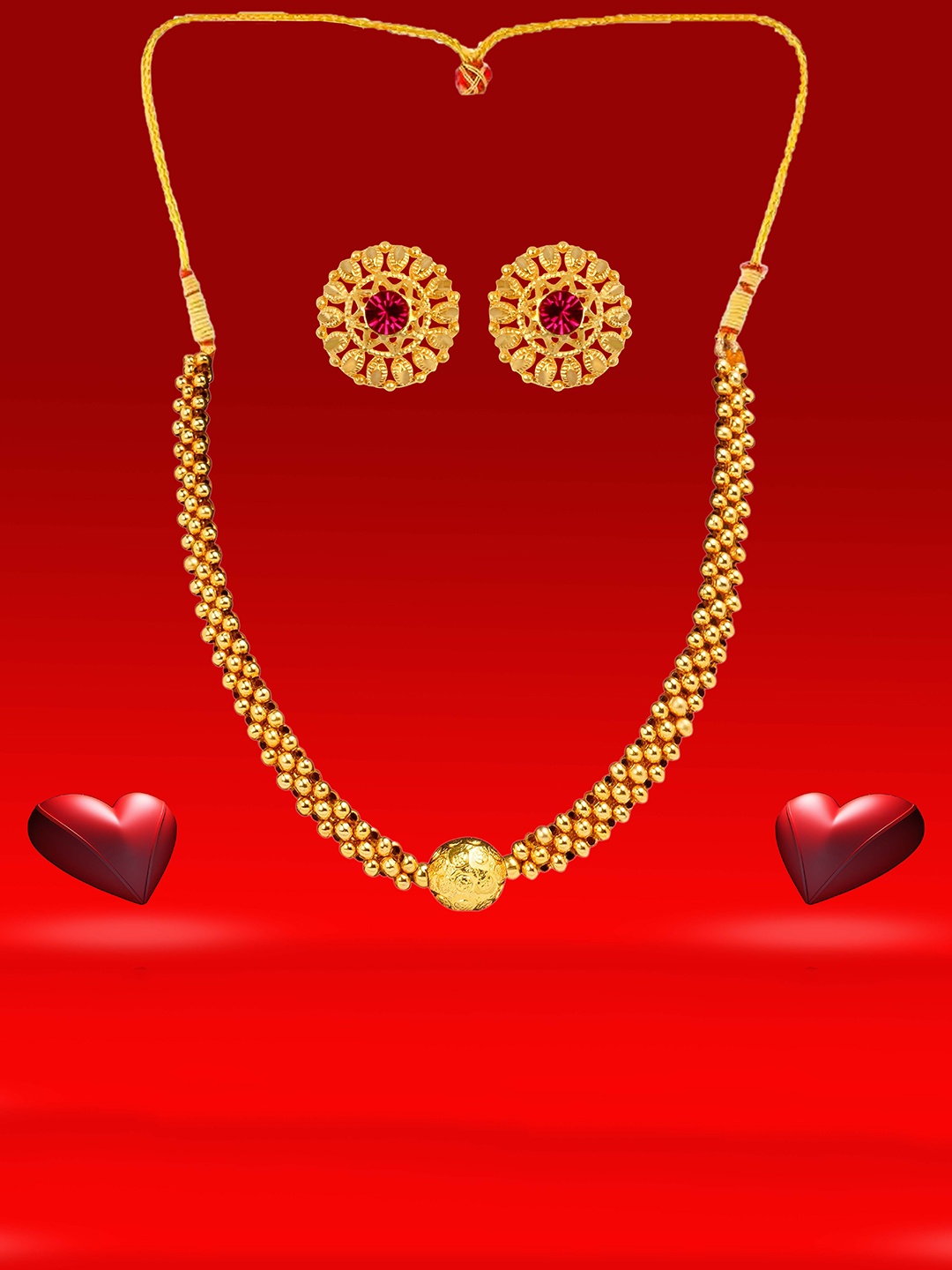 

Heer Collection Gold Plated Thushi Choke Necklace and Earrings