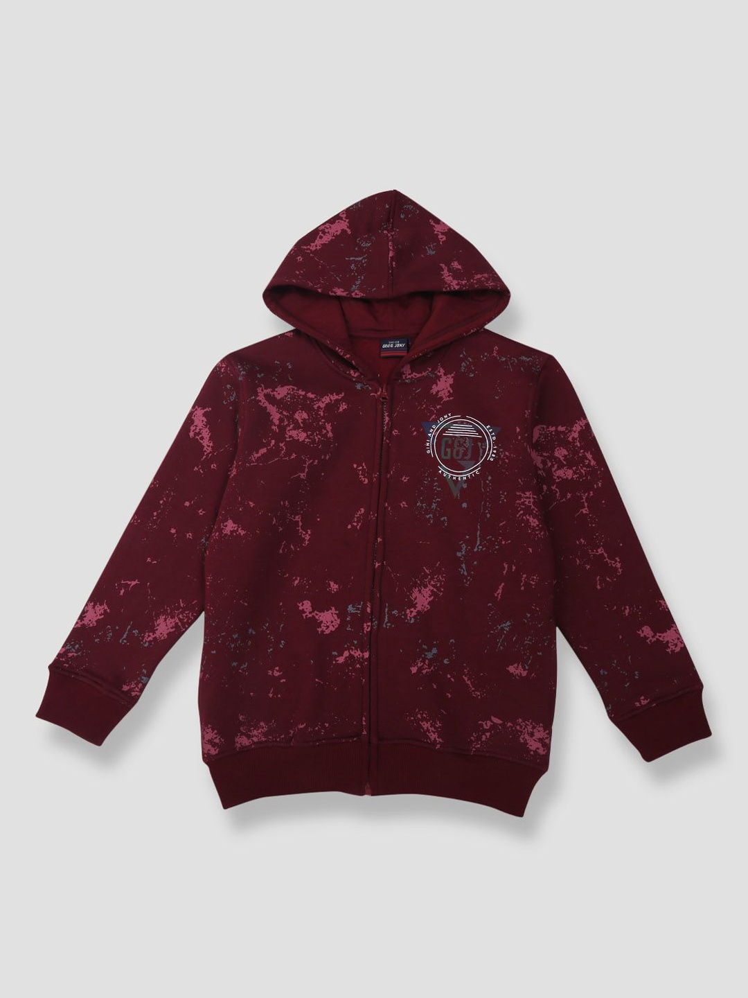 

Gini and Jony Boys Cotton Abstract Print Bomber Jacket, Maroon