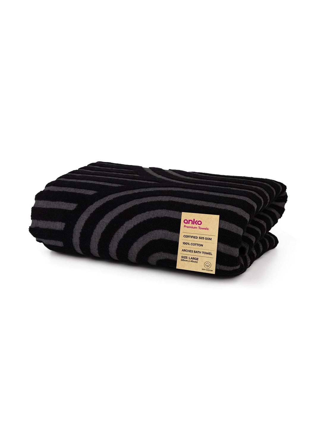 

Anko Black Striped Super Soft & Quick-Drying 520 GSM Pure Cotton Hand Towel