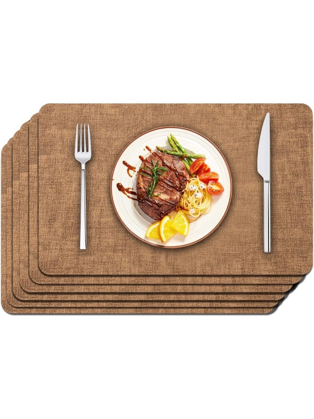 

royalkart Light-Brown 6 Pieces Rectangular Dinning Table Placemats