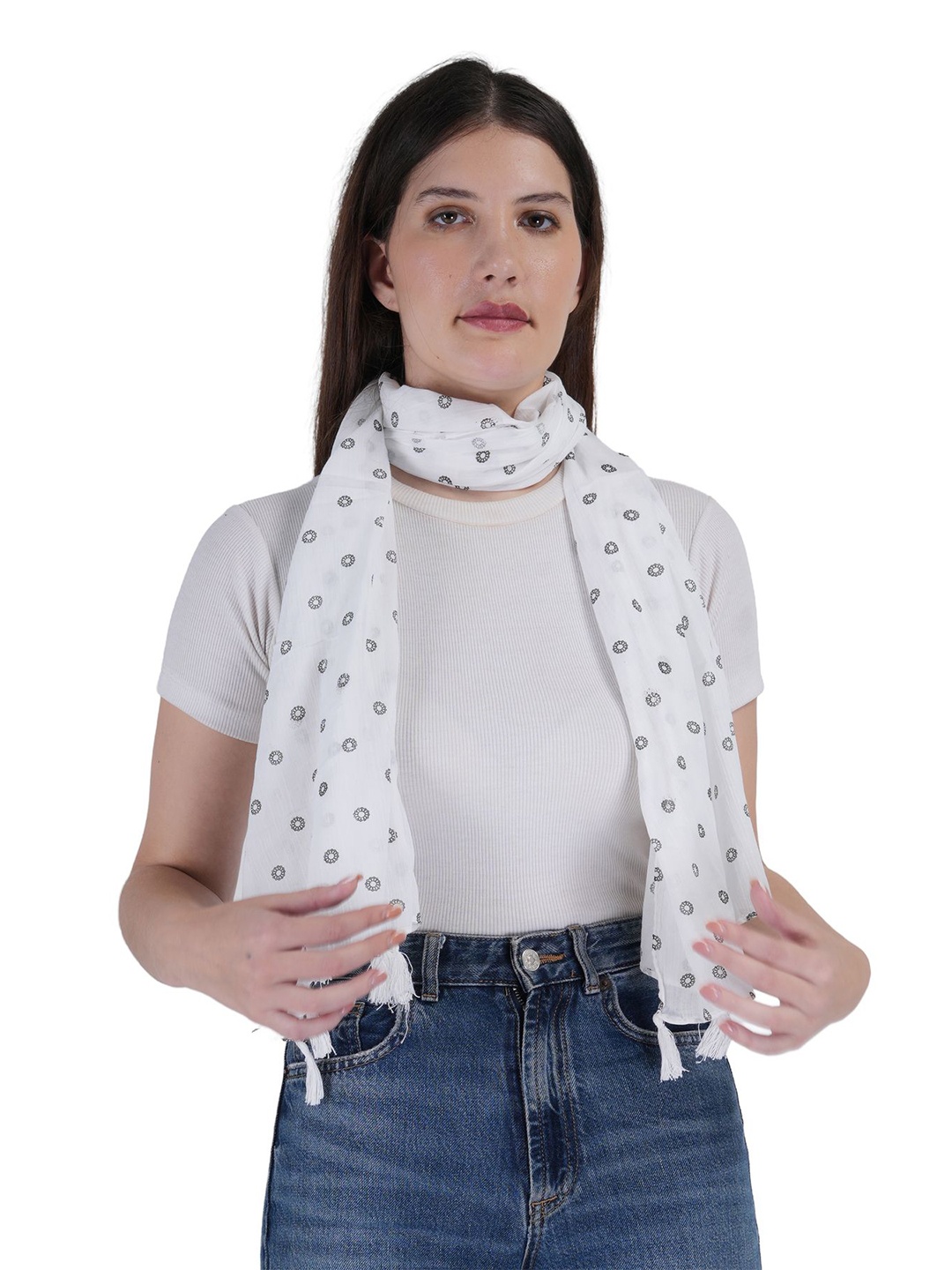 

TEEMOODS Women Printed Scarf, White