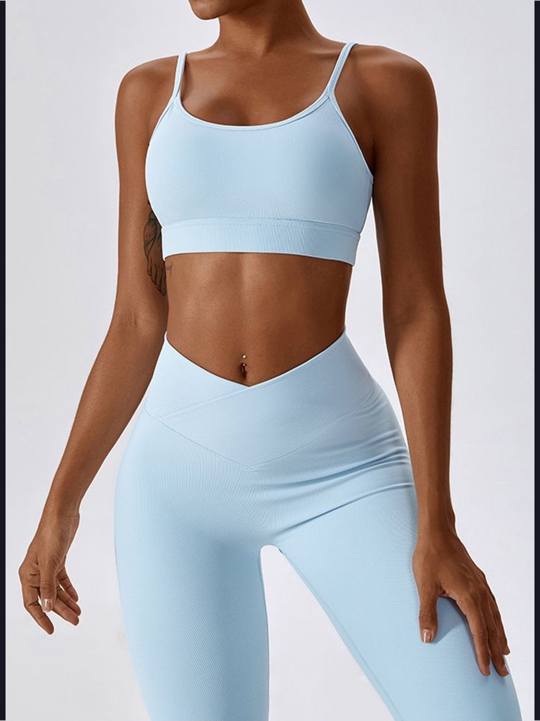 

LULU & SKY Women Solid Shoulder Straps Nylon Top, Blue