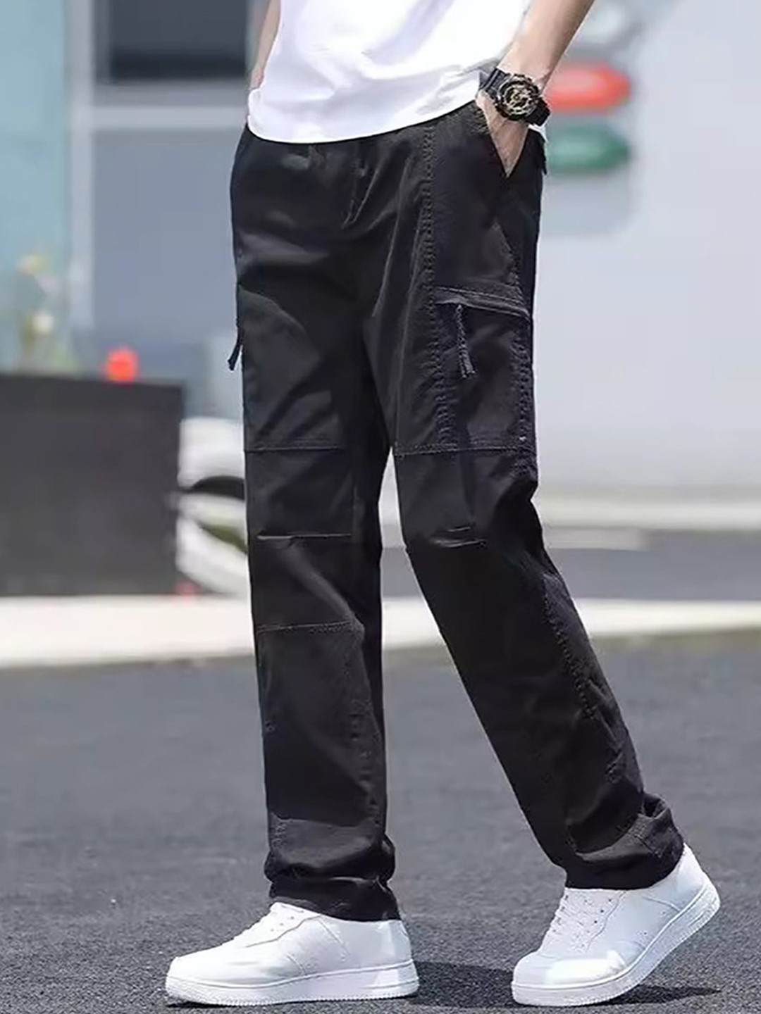 

StyleCast x Revolte Men Cargos Trousers, Black