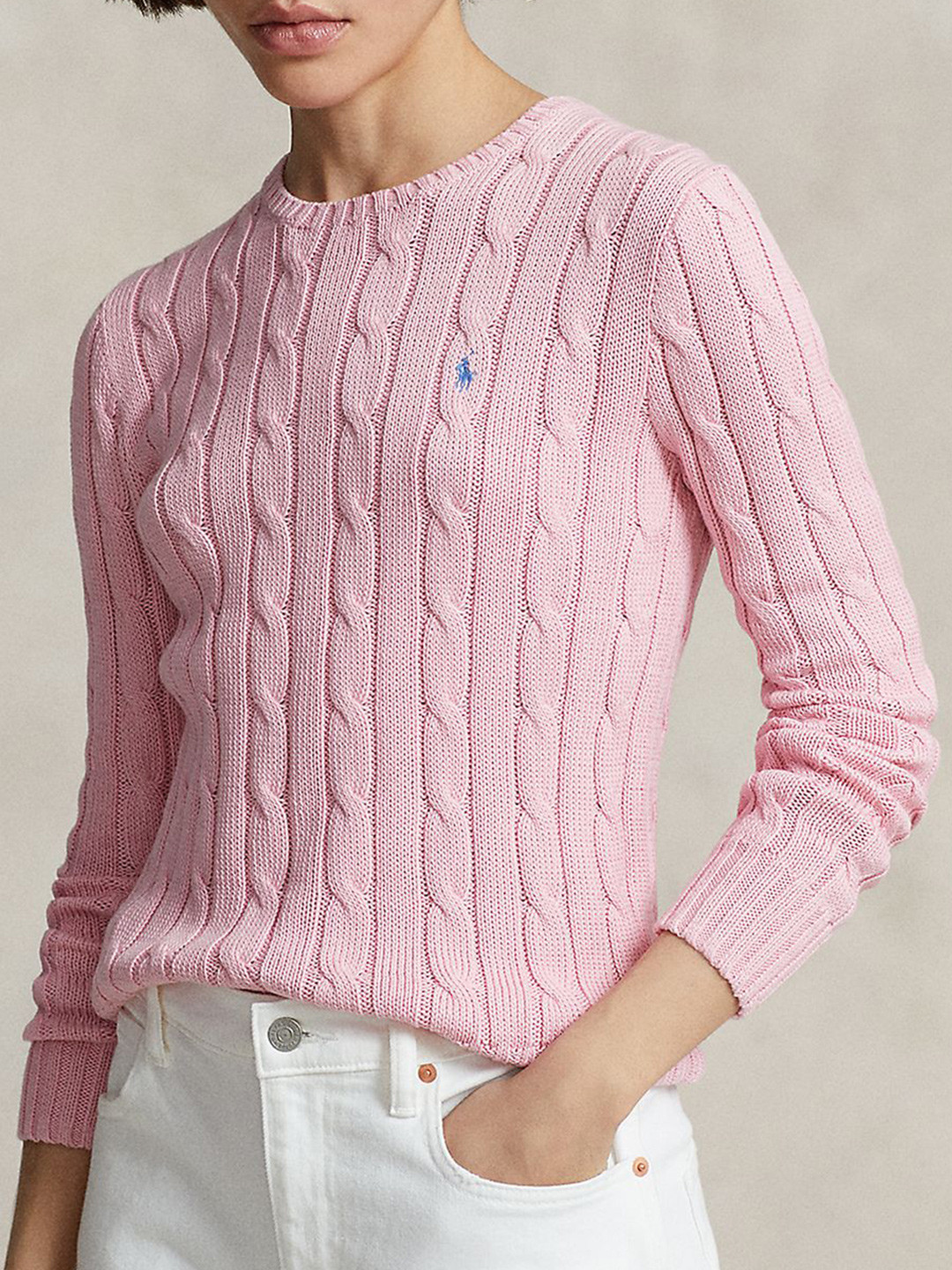 

Polo Ralph Lauren Self Design Pure Cotton Sweaters Crewneck Sweater, Pink