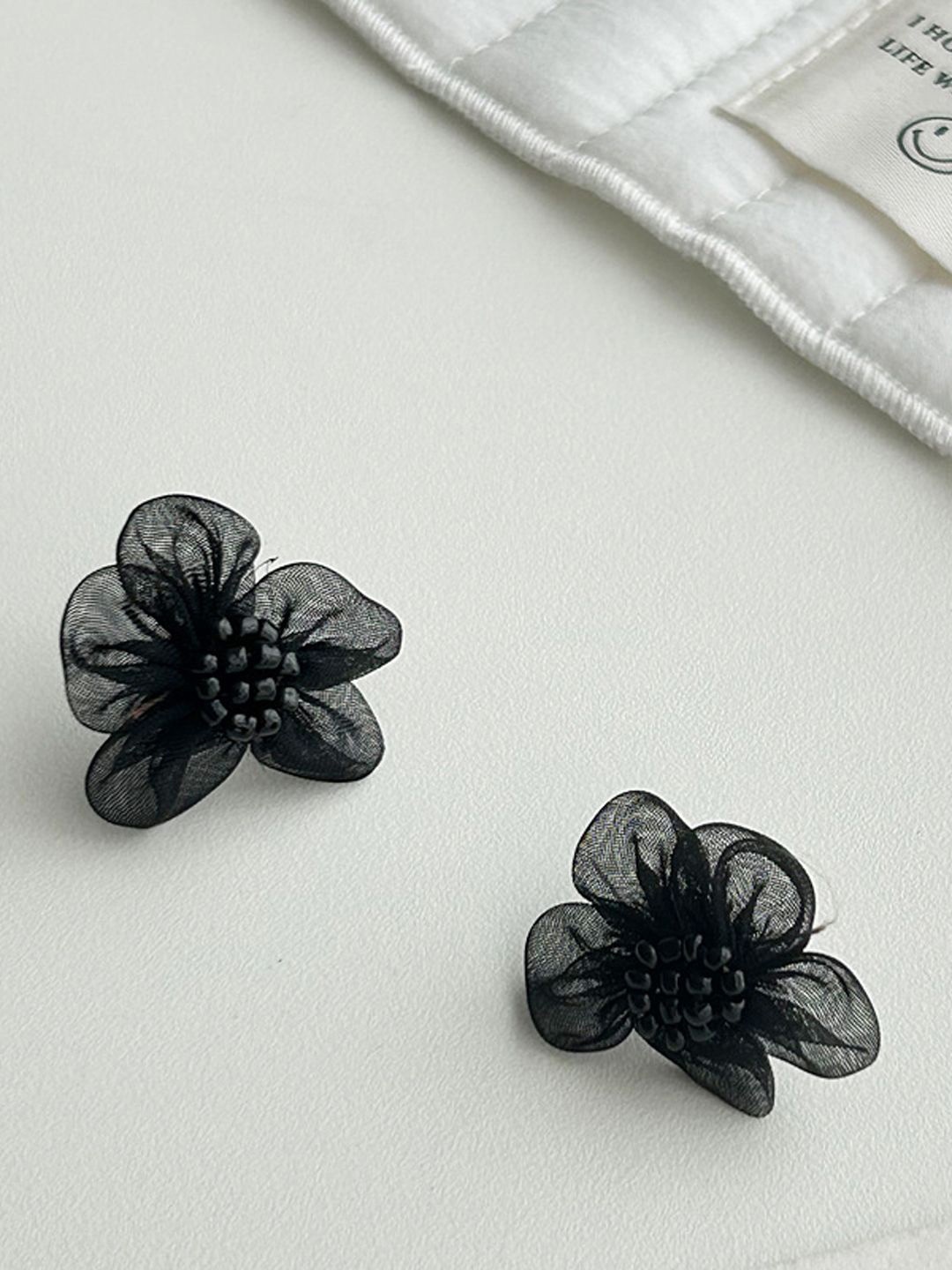 

Krelin Artificial Beaded Lace Floral Studs, Black