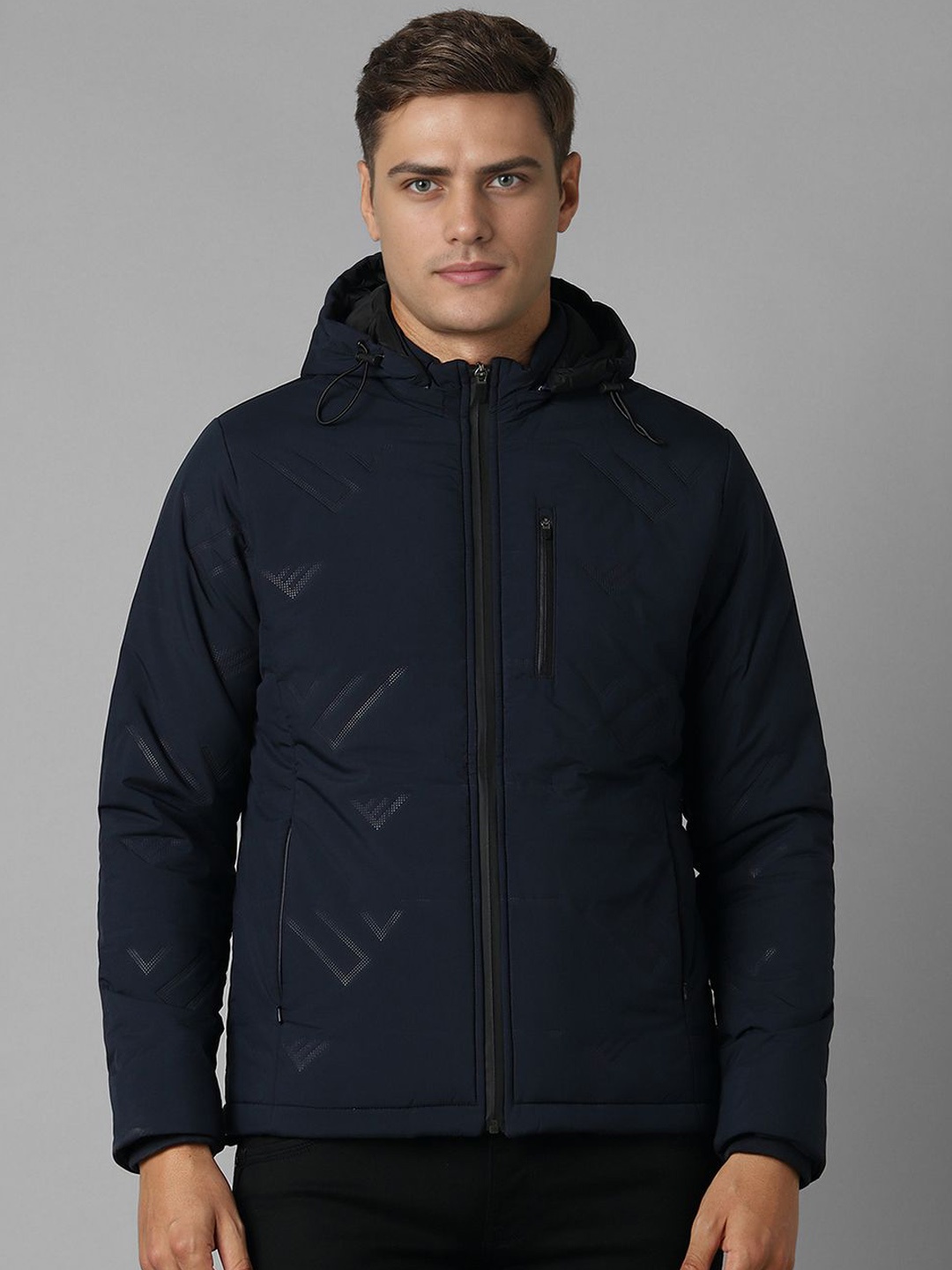 

Louis Philippe Sport Men Hooded Quilted Jacket, Navy blue