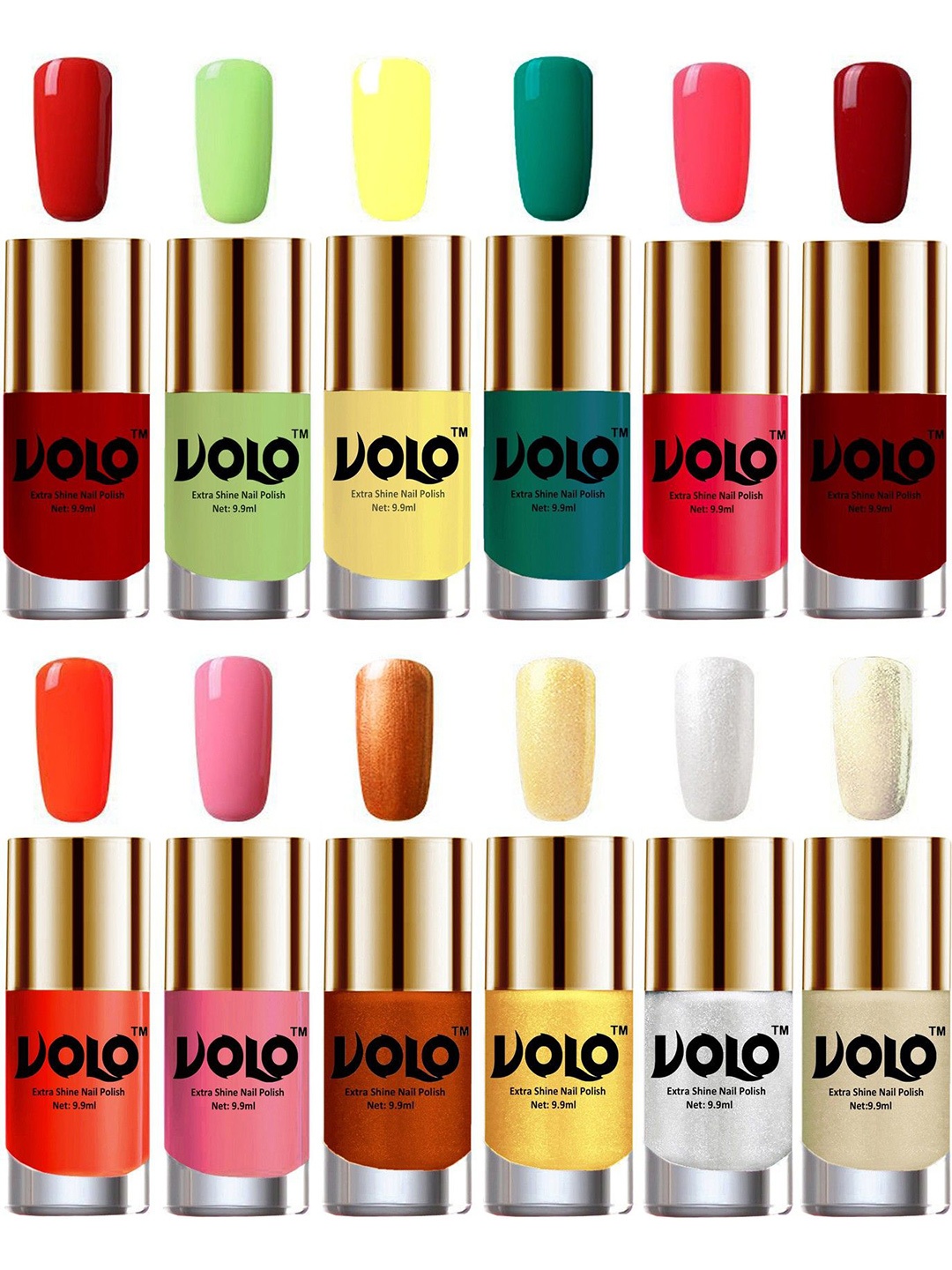 

VOLO Set of 12 Luxury Super Shine Vibrant Shades Nail Polish-9ml Each-Combo No-303, Multi