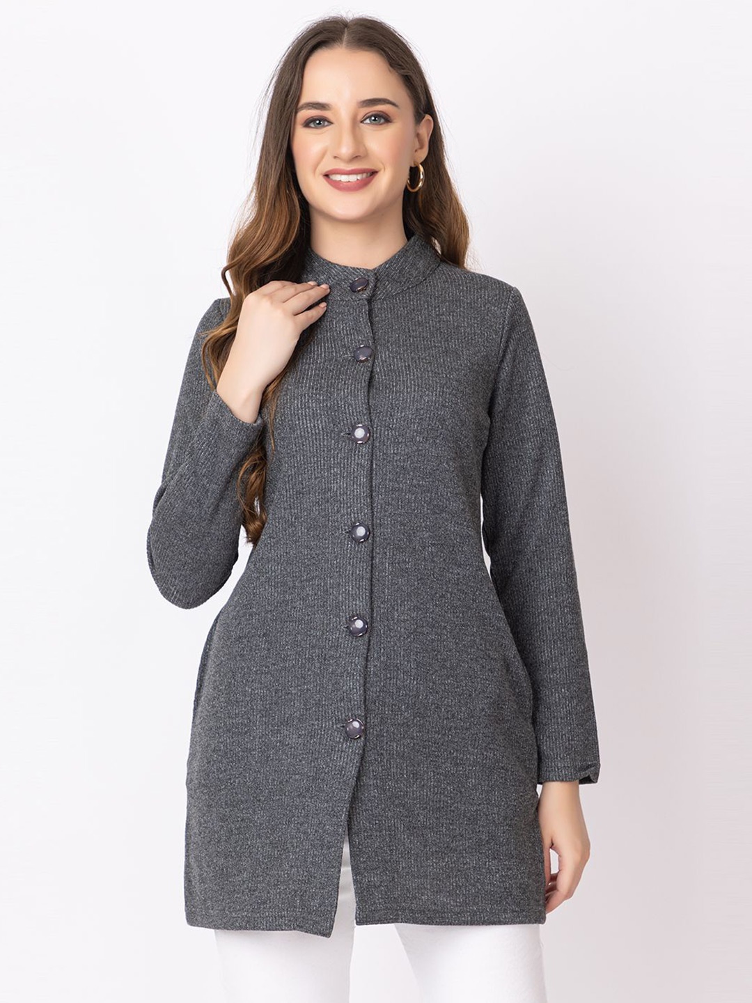 

KEIKO Women Longline Cardigan, Grey melange