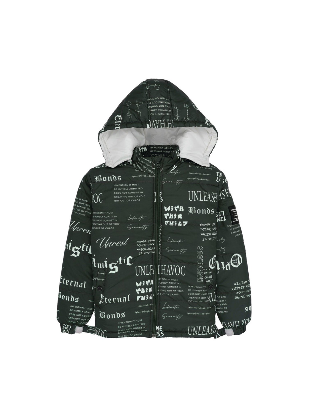 

Status Quo Boys Printed Hooded Padded Jacket, Olive