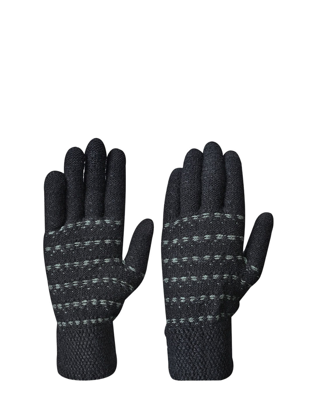 

LOOM LEGACY Men Striped Acrylic Winter Gloves, Black