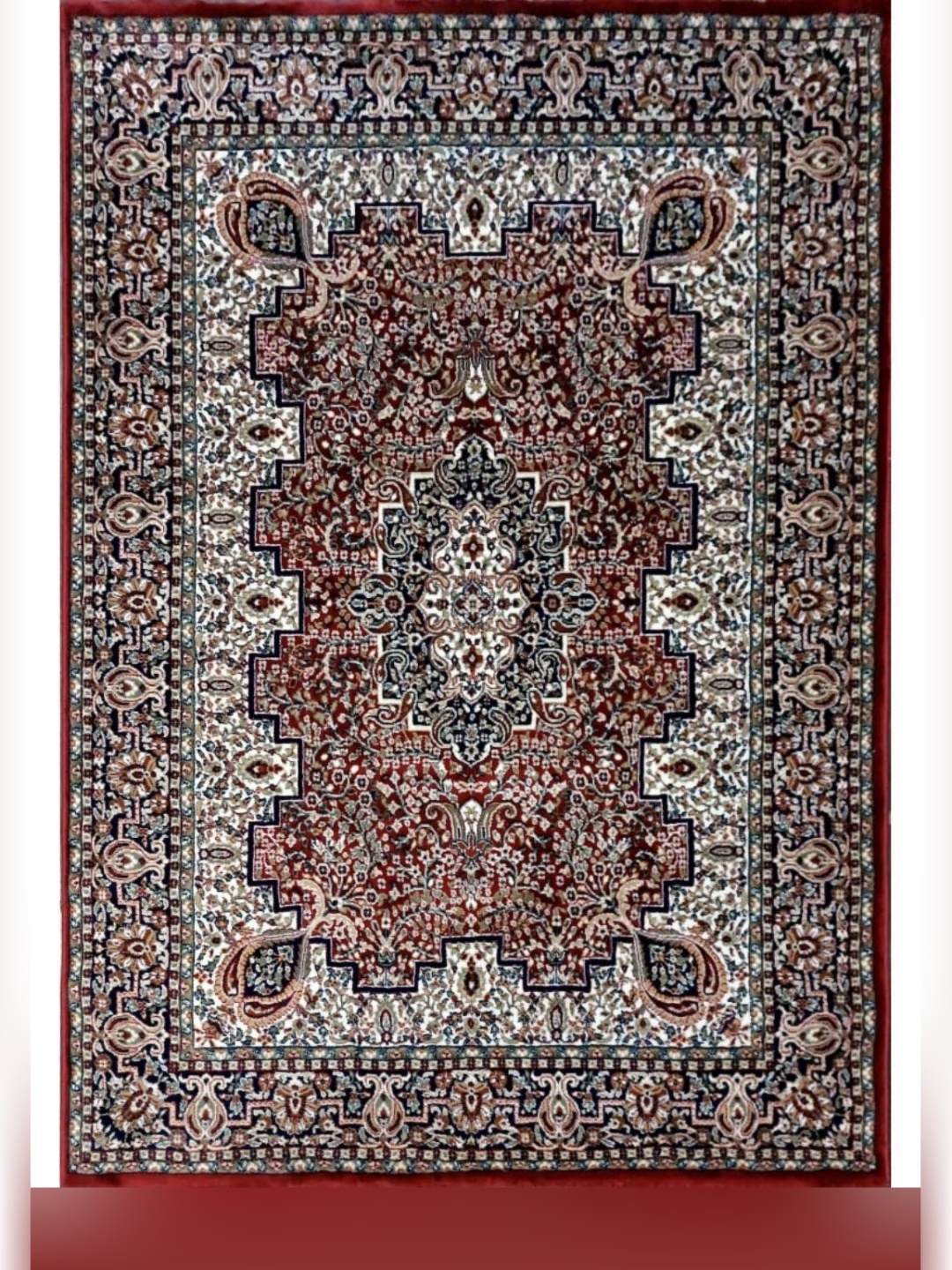 

Carpet Decore Maroon & White Ethnic Motifs Textured Traditional Carpet