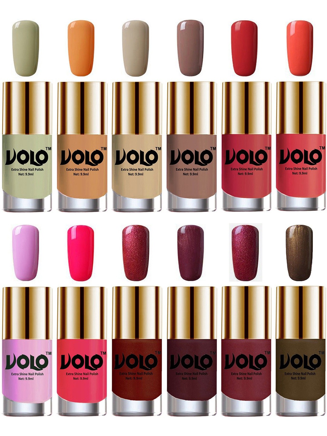 

VOLO Set Of 12 Luxury Super Shine Nail Polish- 9.9ml Each- Combo- No- 121, Nude