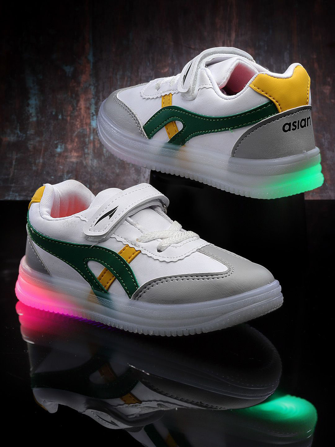 

ASIAN Unisex Kids Colourblocked Slip-On Sneakers, White
