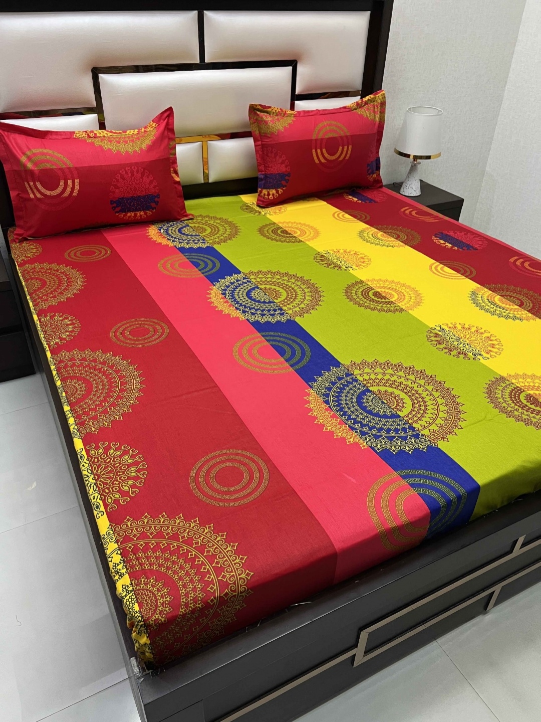 

Pure Decor Passion Fur Red & Yellow Ethnic Motifs Cotton 350 TC Queen Bedsheet Set