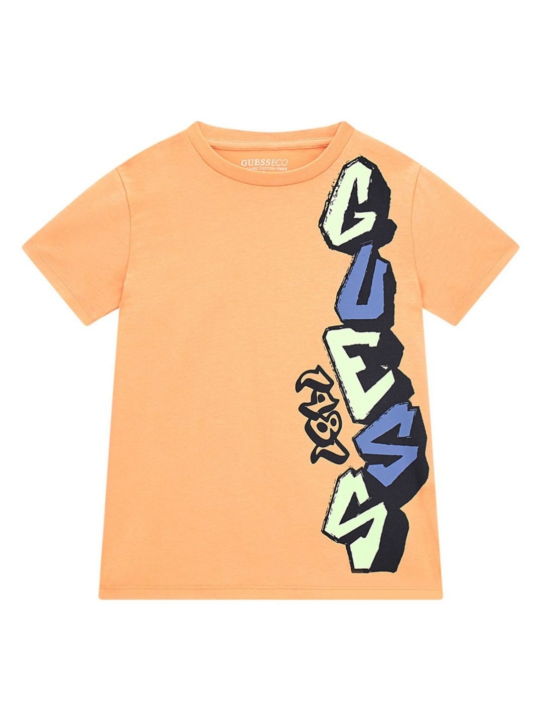 

GUESS kids Boys Graphic Printed Round Neck Cotton T-shirt, Orange