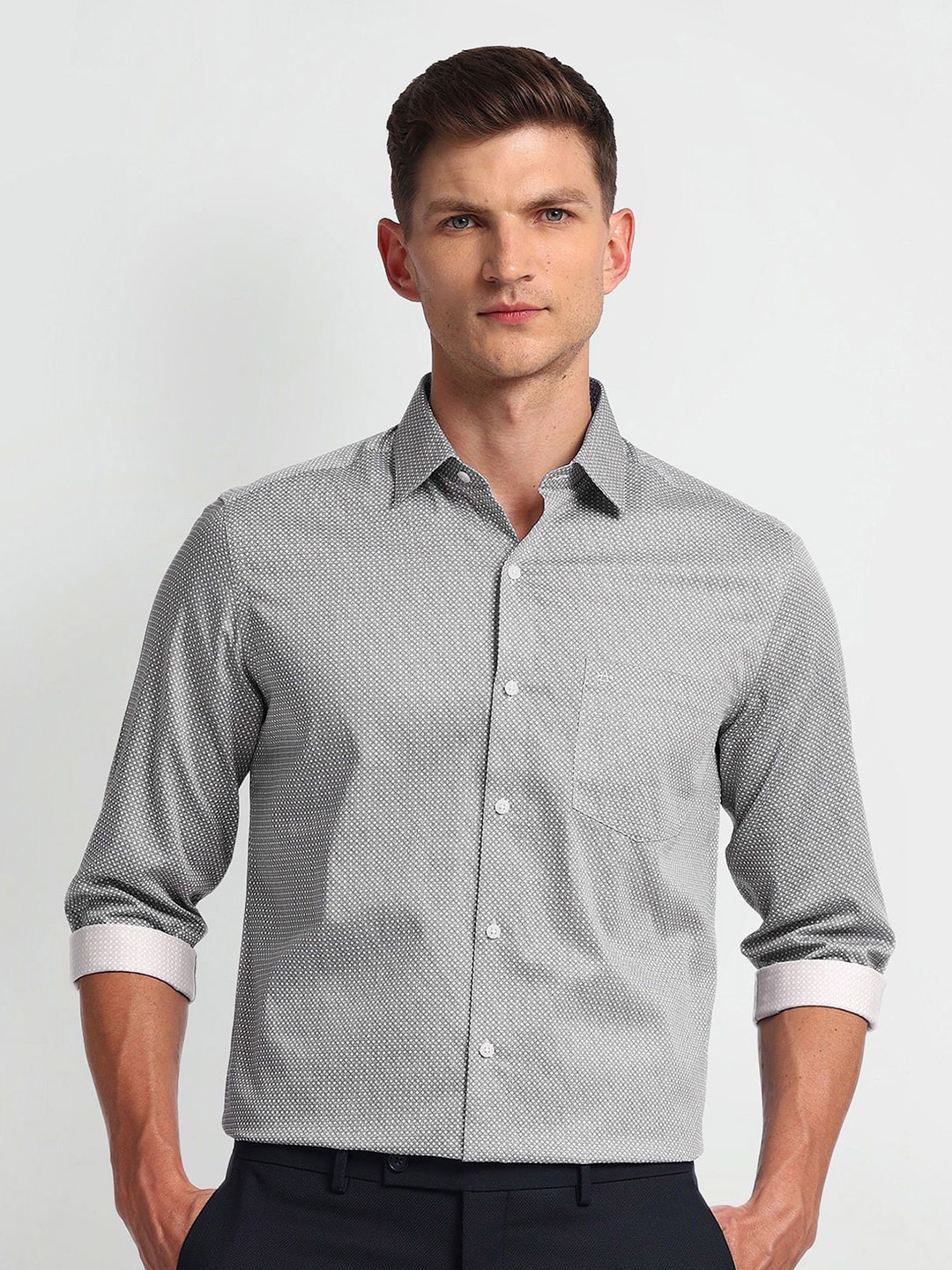 

Arrow Men Slim Fit Opaque Printed Formal Shirt, Blue
