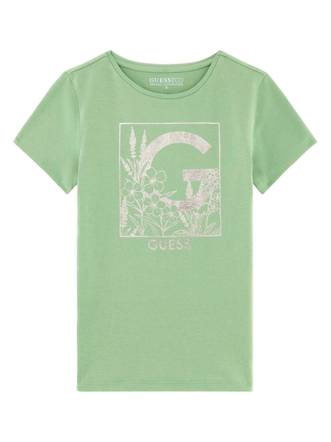 

GUESS kids Girls Graphic Printed Round Neck Cotton T-shirt, Green