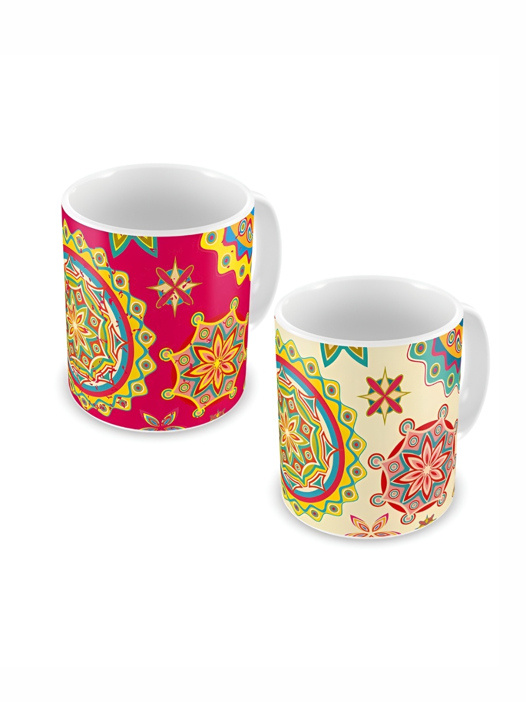 

Indigifts Red & Cream 2 Pieces Printed Ceramic Glossy Mugs